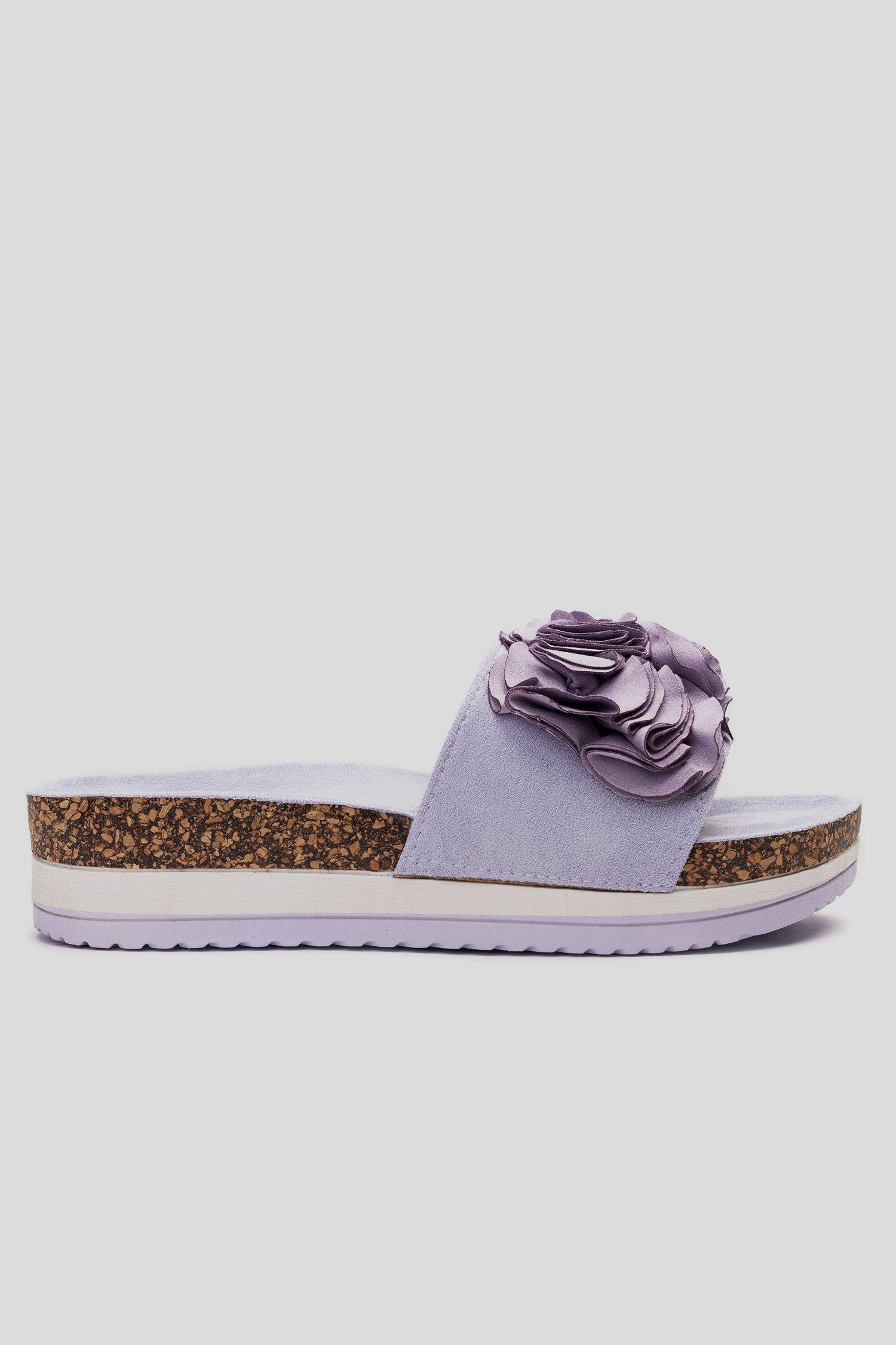 Sandalia Mujer Morado Flowers Chancleta-0