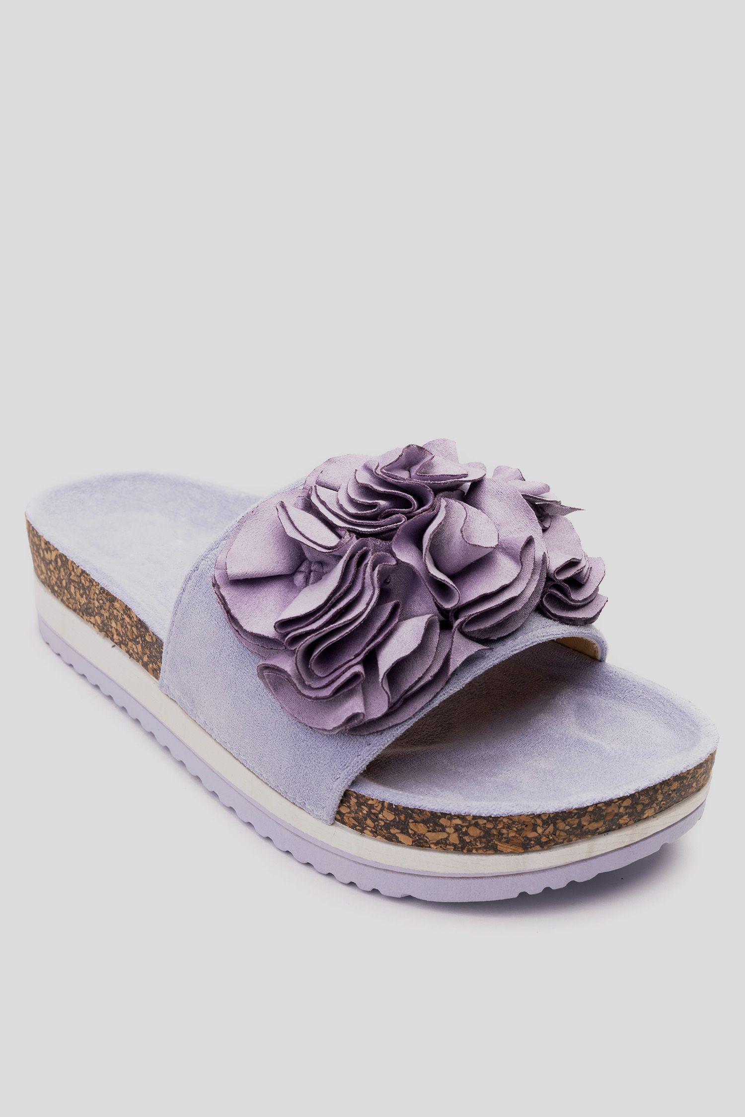 Sandalia Mujer Morado Flowers Chancleta-2
