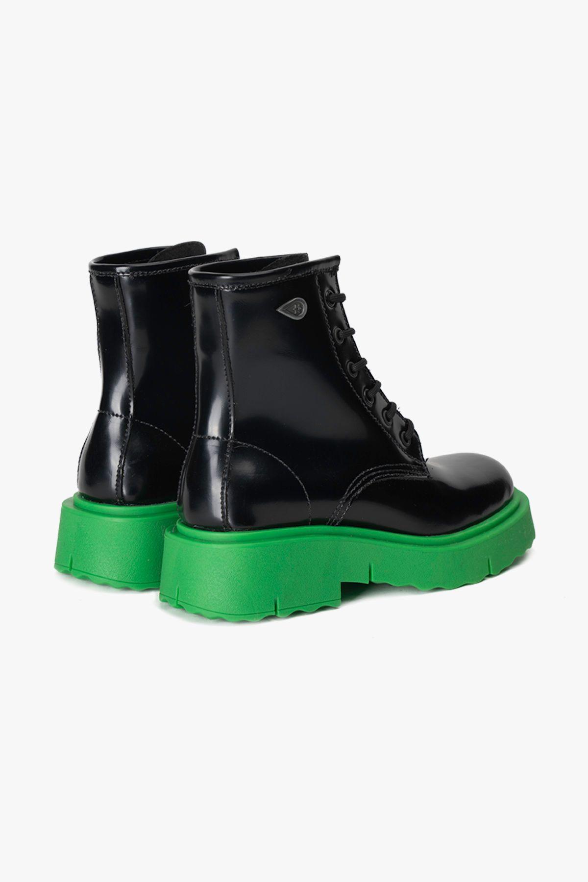 Botín Cuero Atenea Negro Verde Landazuri-2