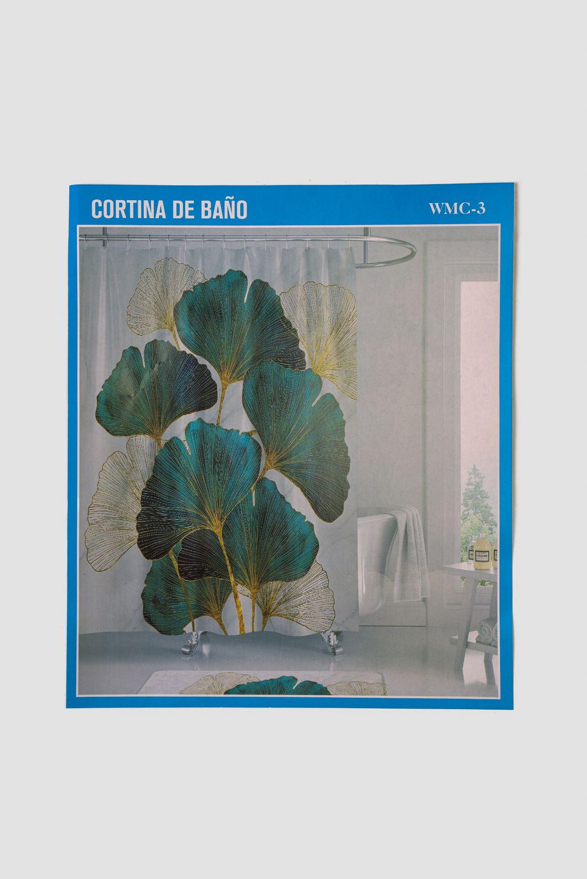 Cortina de Ducha Con Argollas Blanca Estampado Chinitown-0
