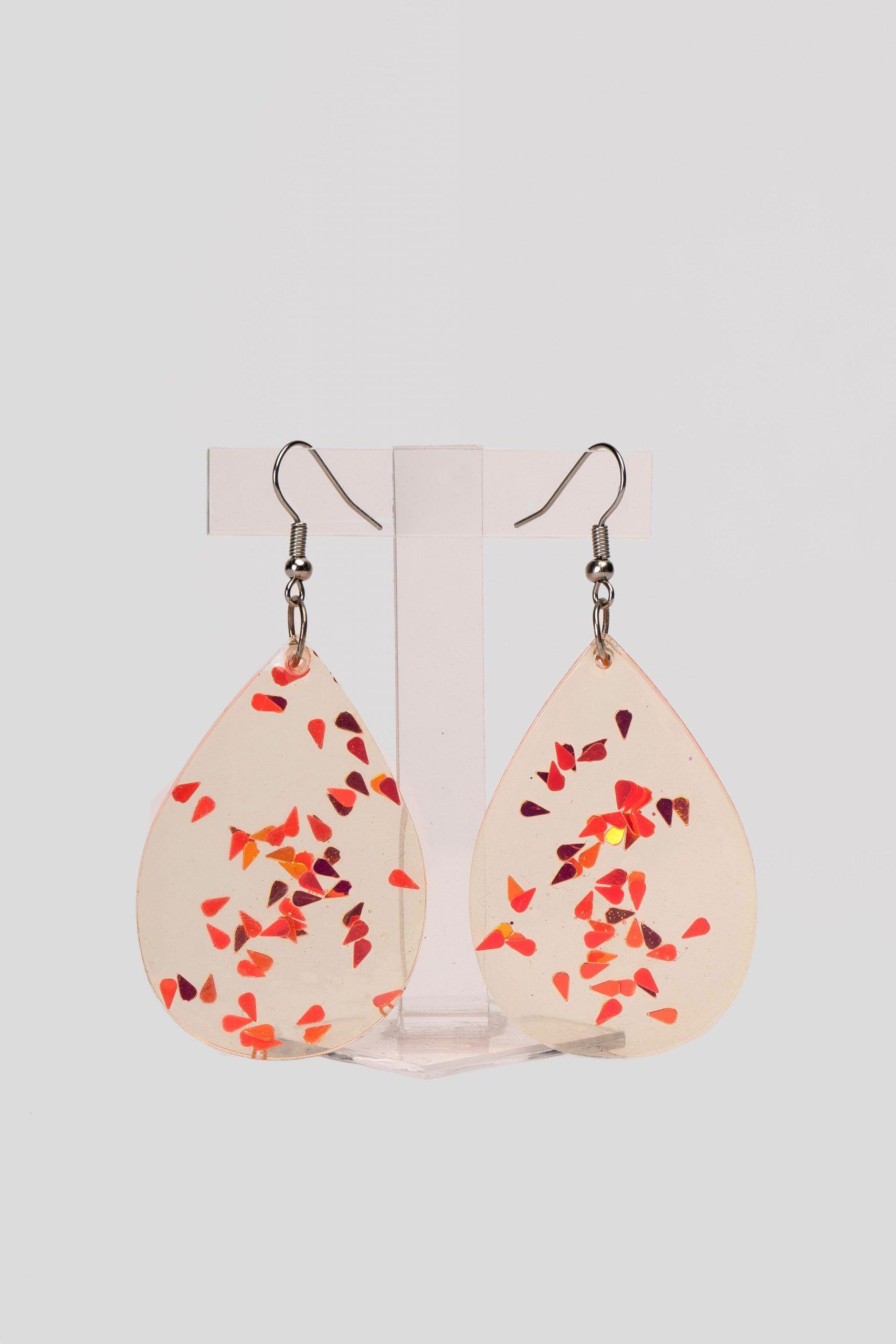 Pendientes Colgantes Diseño Gotas Naranjo Encapsulado Zameta By Lina-0