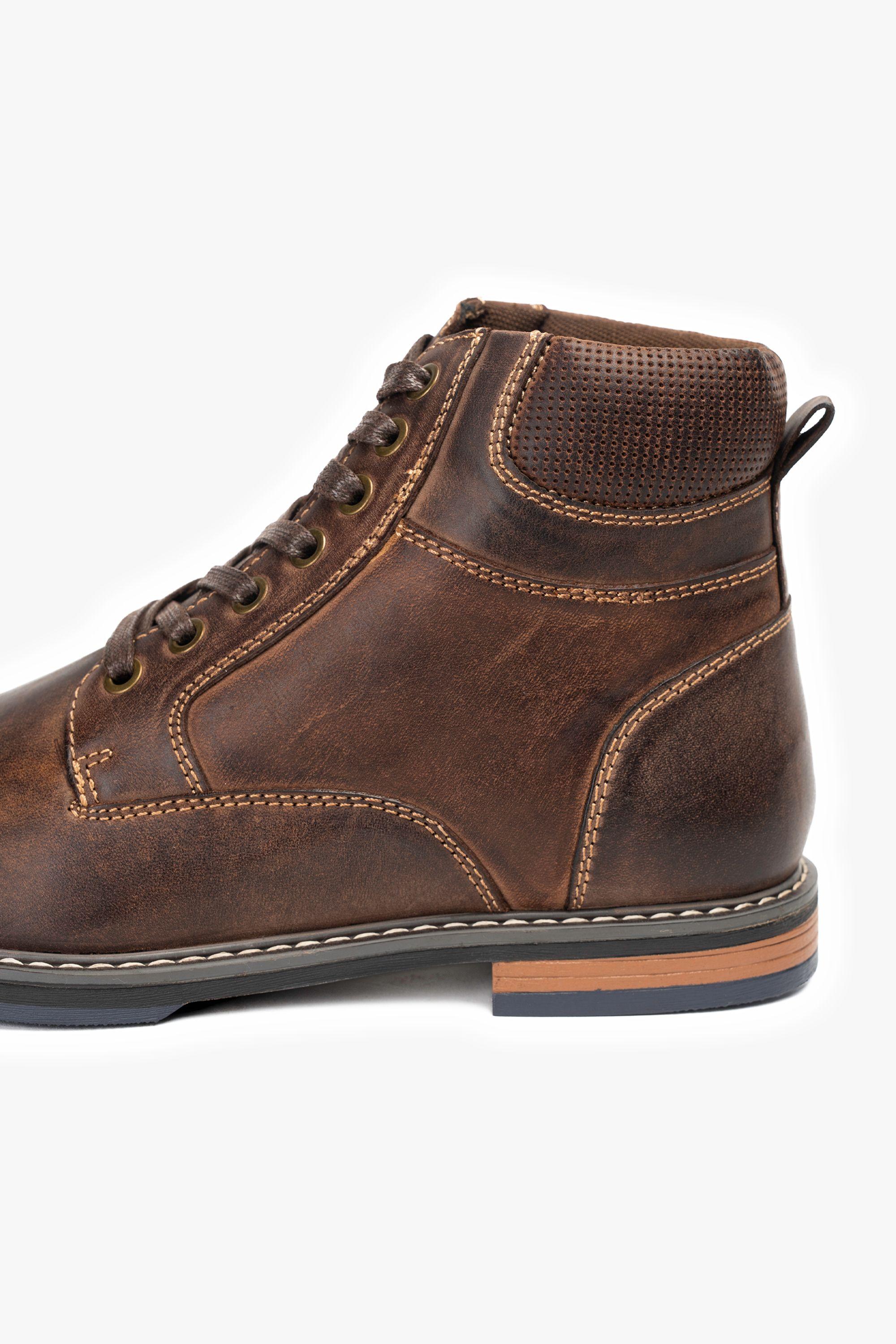 Botín Cuero Hombre Ambros Café Oscuro Zameta-4