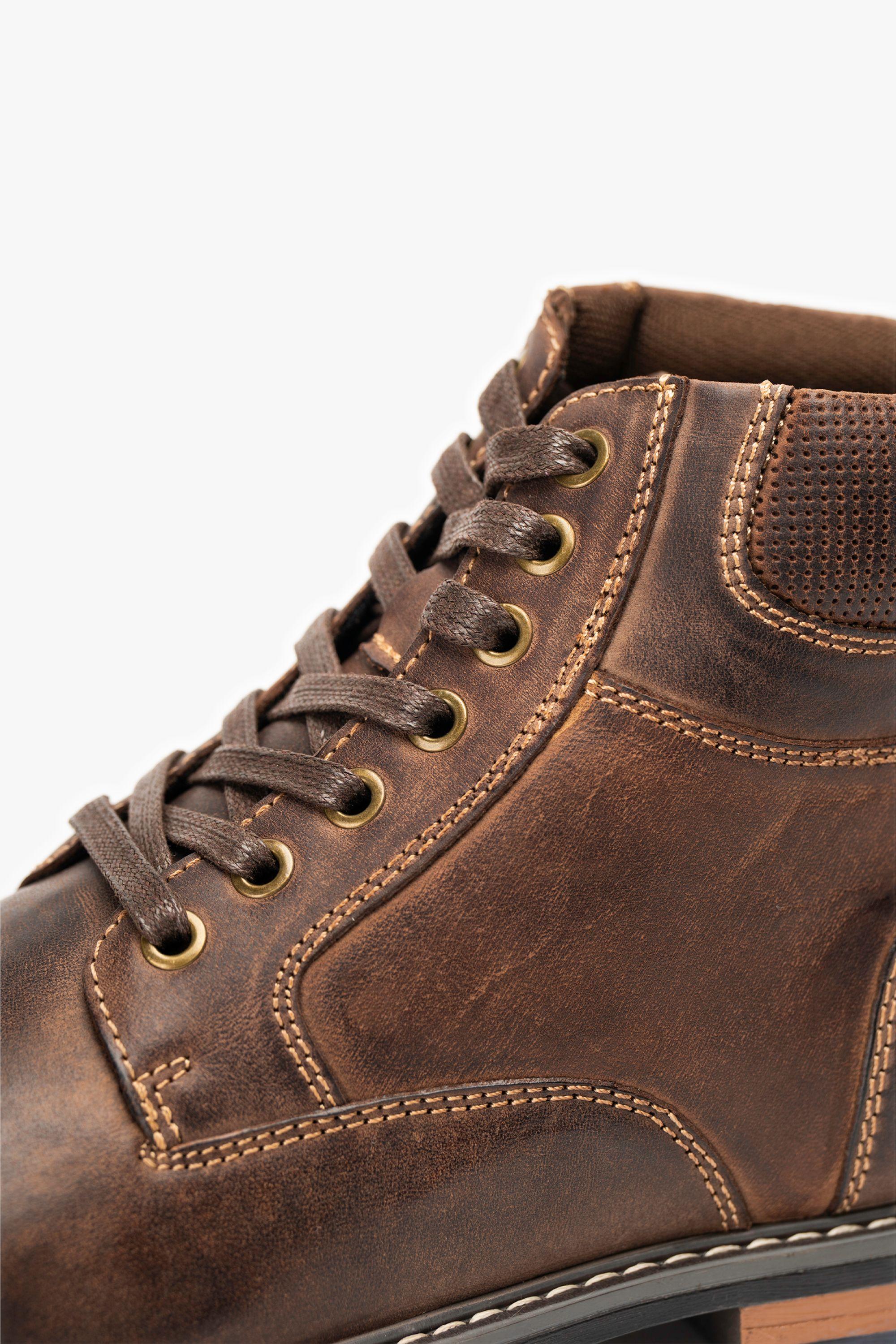 Botín Cuero Hombre Ambros Café Oscuro Zameta-5