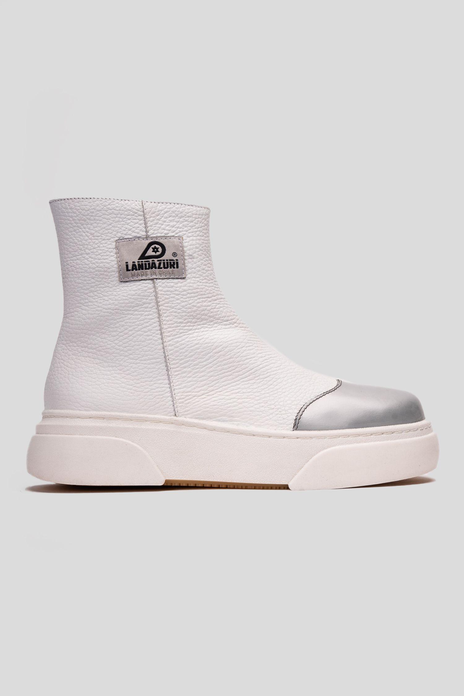 Zapatilla Cuero Frigg Blanco Plata Landazuri-0