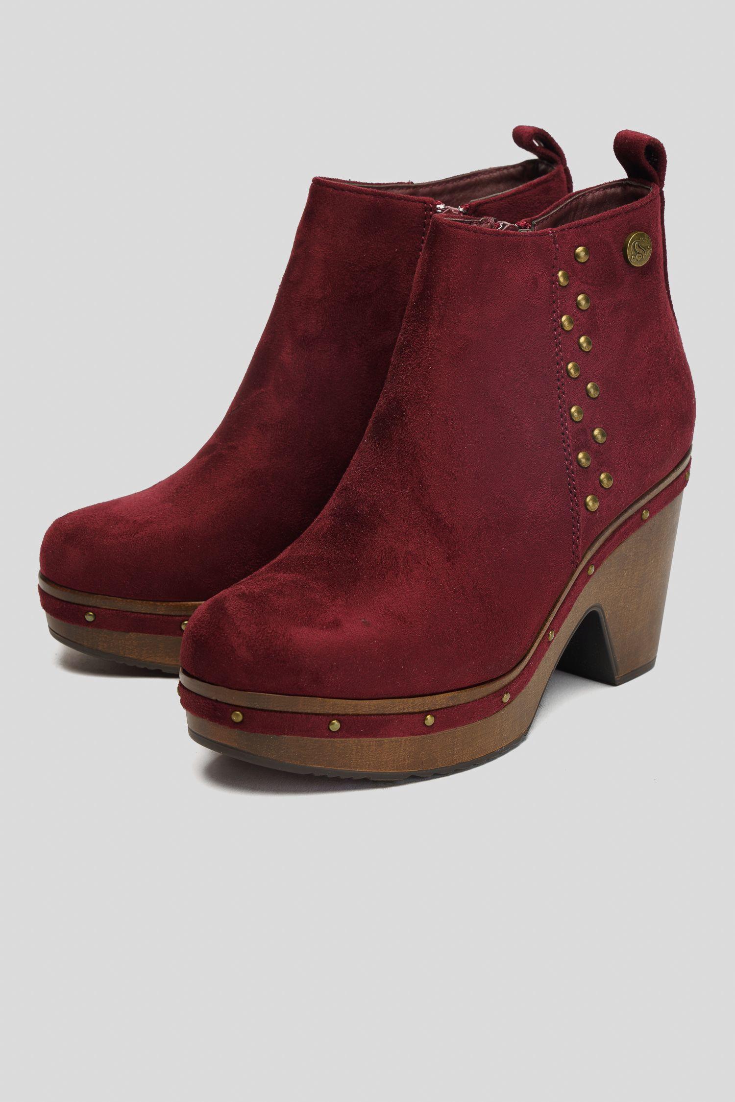 Botín Mujer Burdeo Laura Chinitown-2