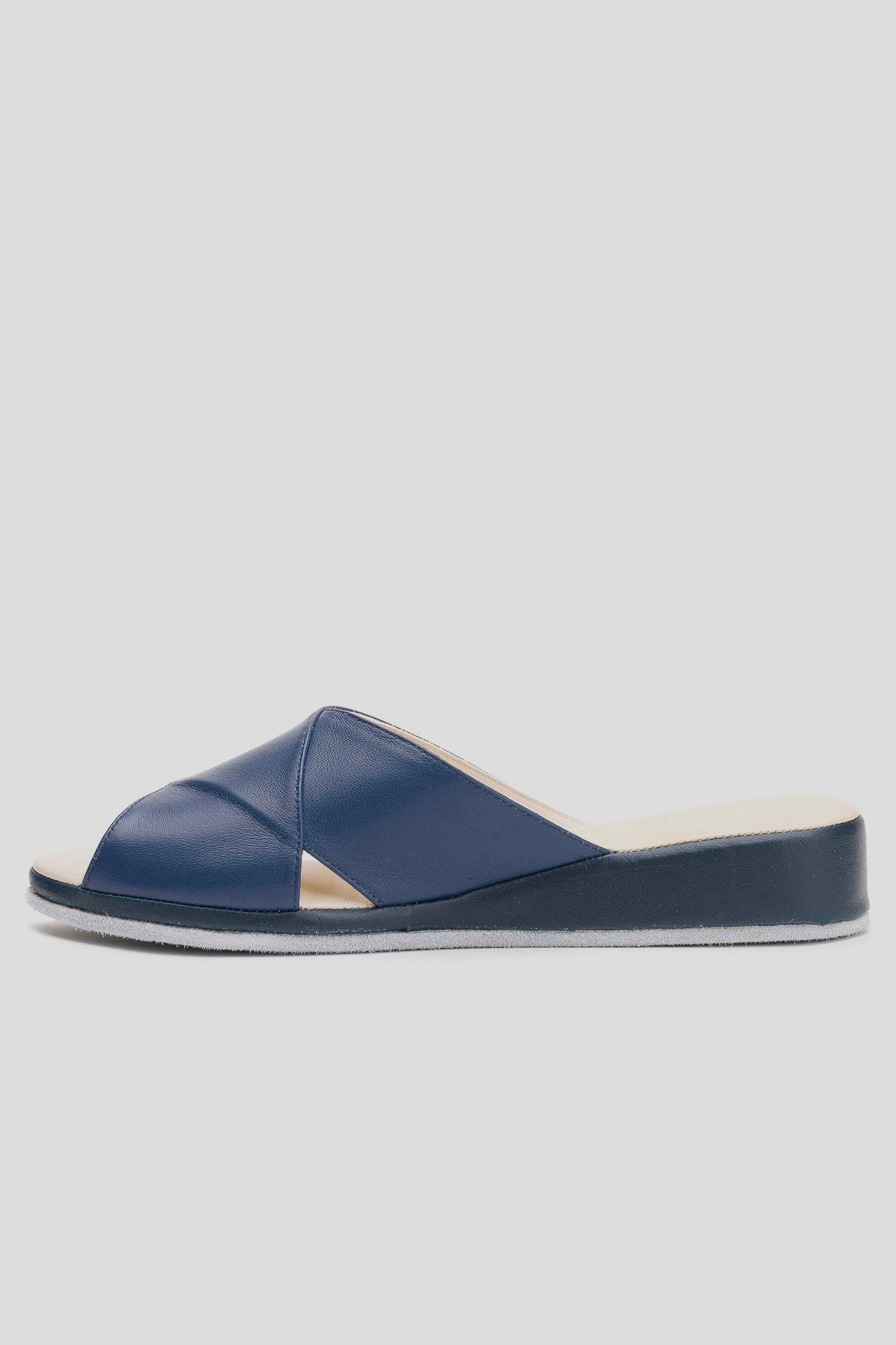 Pantufla Cuero Pluma Azul Suavecito-1
