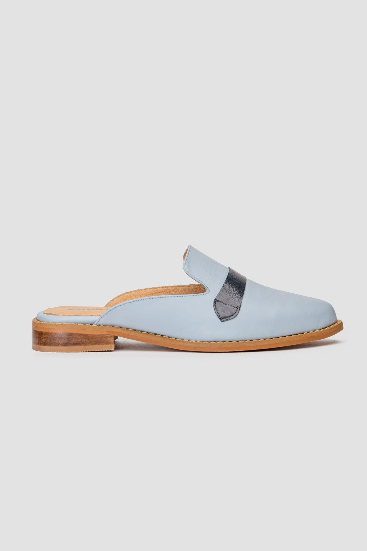 Babucha Cuero Amaranta Celeste Carishma-0