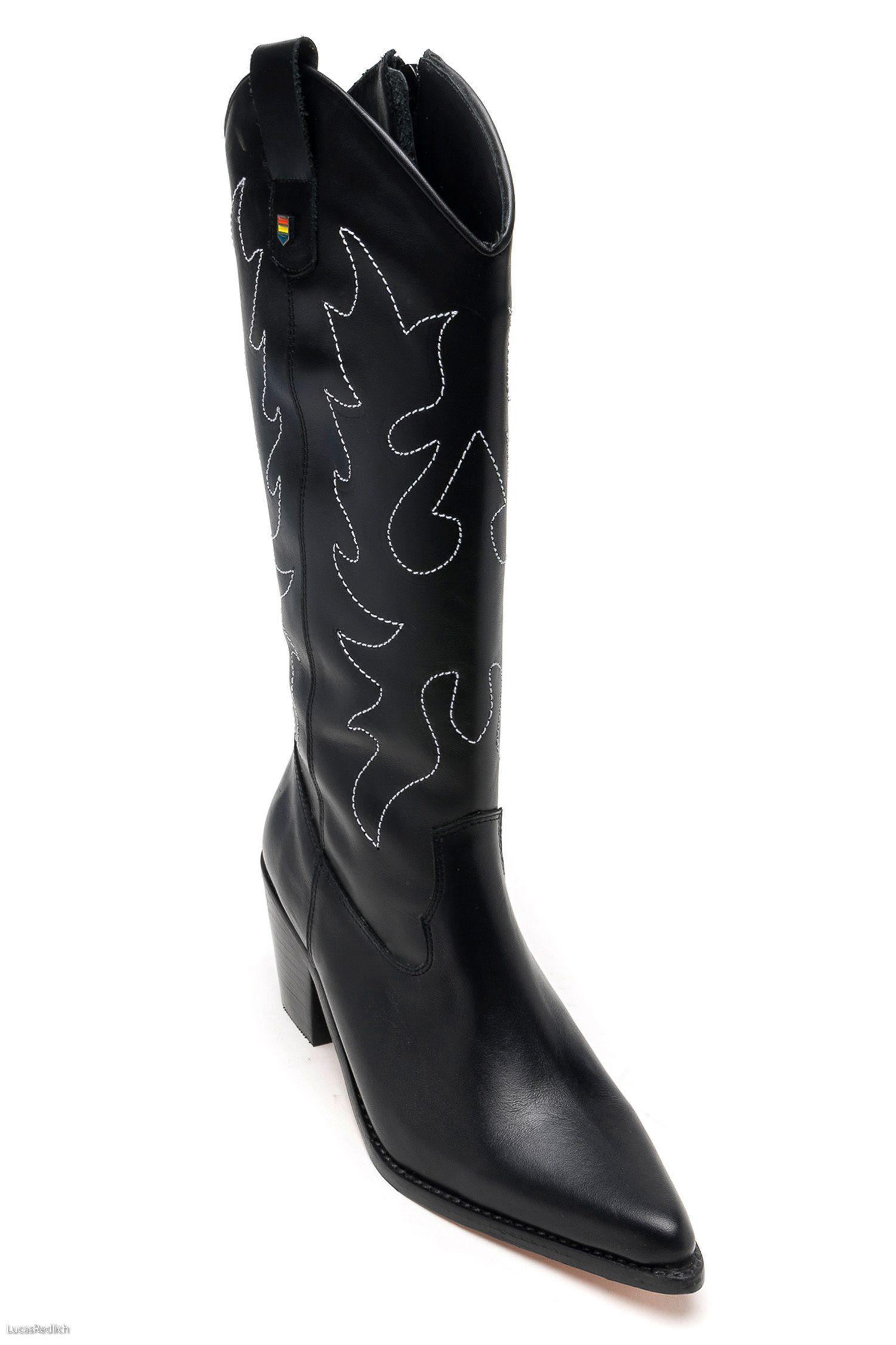Bota Vaquera Cuero Haya Negra Acha-2