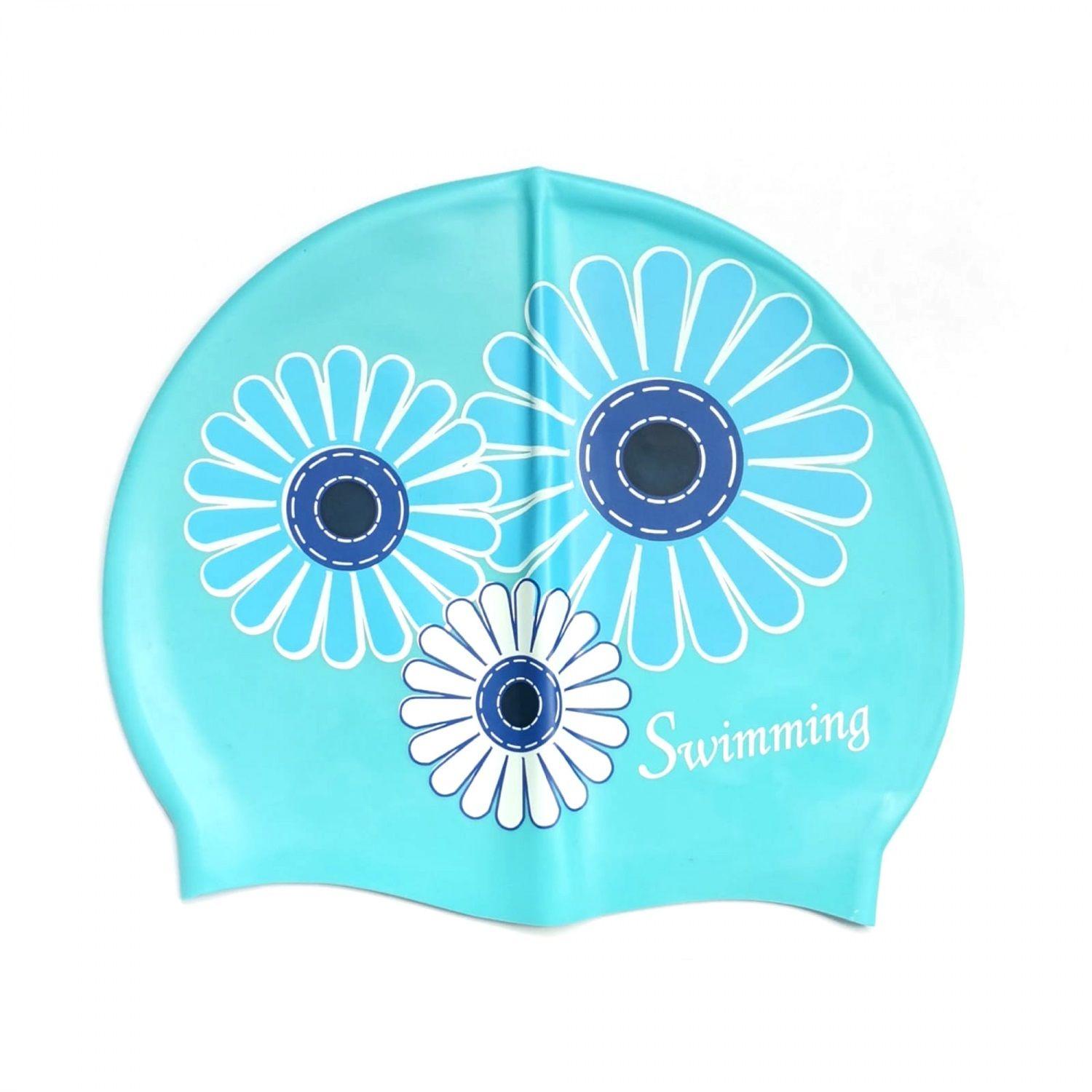 GORRA NATACION SAEKO SILICONA FLOWER AZUL-0