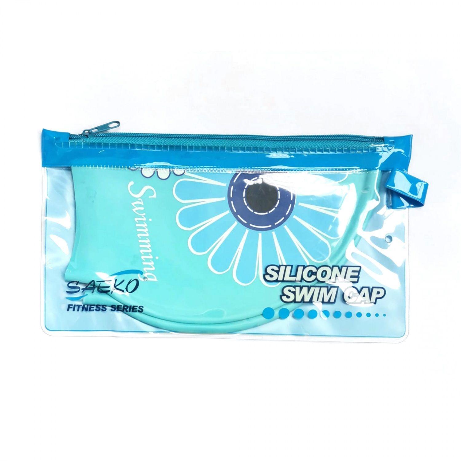 GORRA NATACION SAEKO SILICONA FLOWER AZUL-1