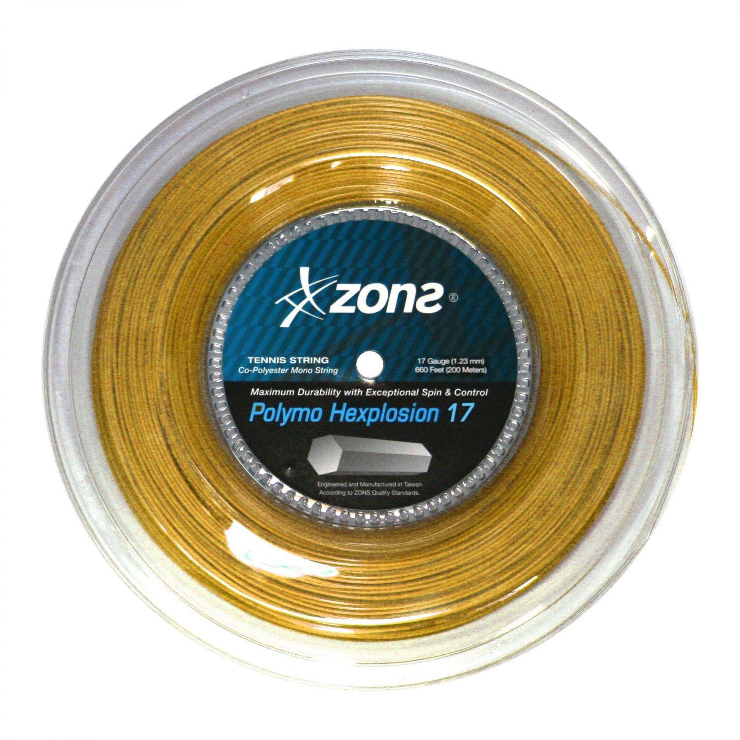 CUERDA DE TENIS ZONS POLYMO HEXPLOSION 17/1.23MM GOLD 200 MT-0