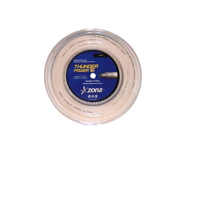 CUERDA DE SQUASH ZONS THUNDER POWER 16L/1.29MM BLANCA 120 MT-0