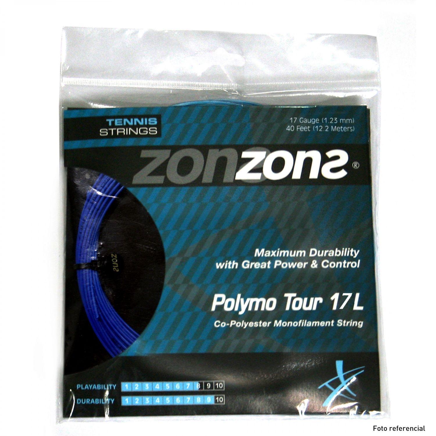 CUERDA DE TENIS ZONS POLYMO TOUR 17L/1.23MM NEGRA 12 MTS.-0
