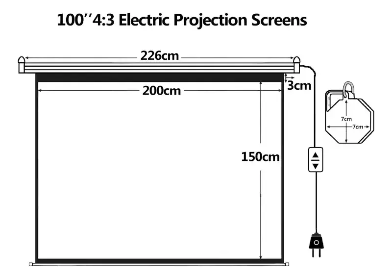 Telon Electrico Con Control Remoto 200 X 150 Cm Proyector-2