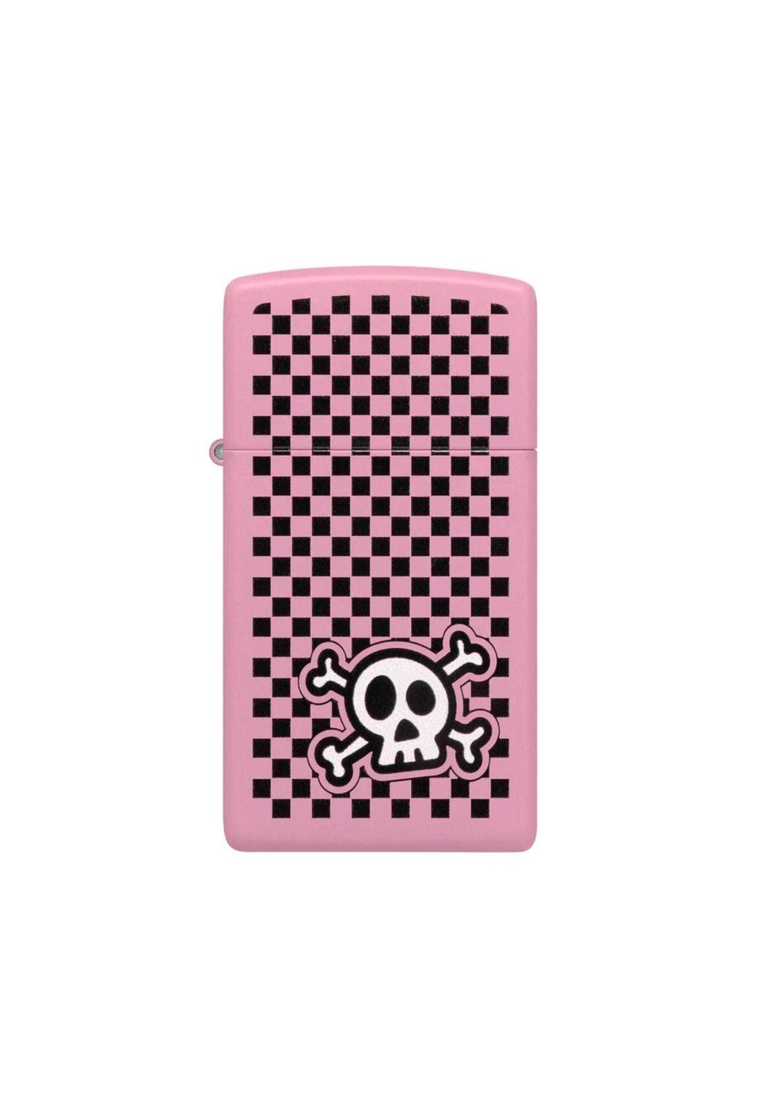 Encendedor Zippo Checkered Skull Design Rosa ZP48680-0