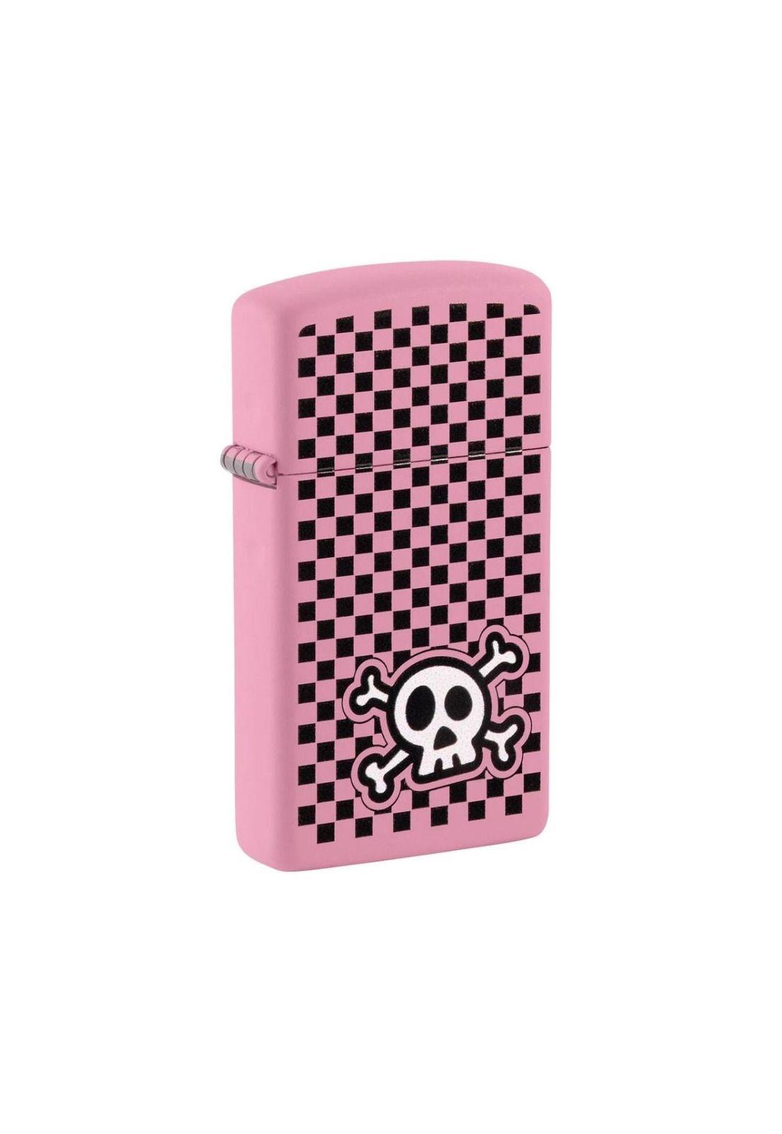 Encendedor Zippo Checkered Skull Design Rosa ZP48680-2