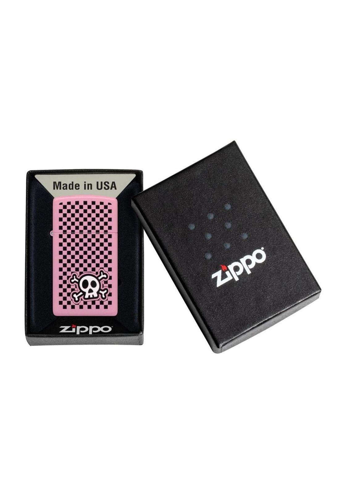Encendedor Zippo Checkered Skull Design Rosa ZP48680-4