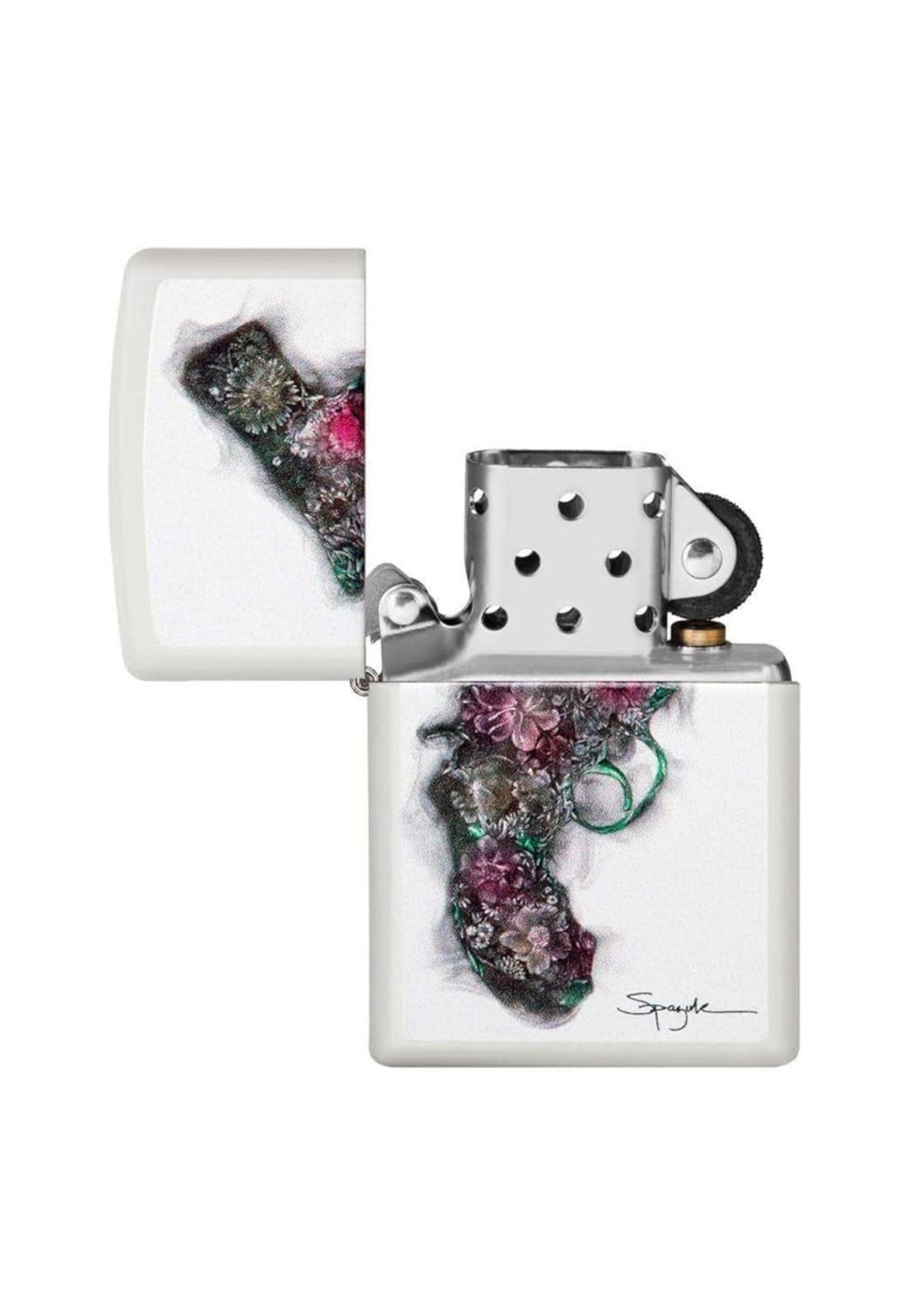 Encendedor Zippo Spazuk Flower Gun Design Blanco ZP29894-3