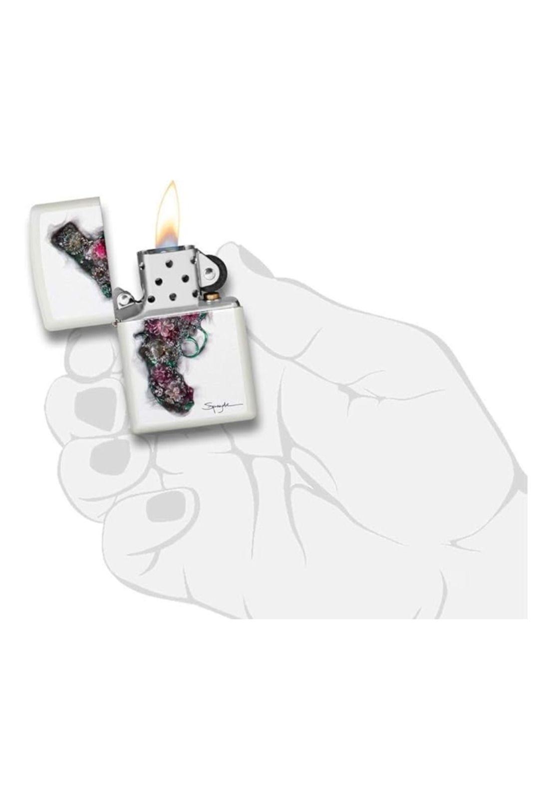 Encendedor Zippo Spazuk Flower Gun Design Blanco ZP29894-4