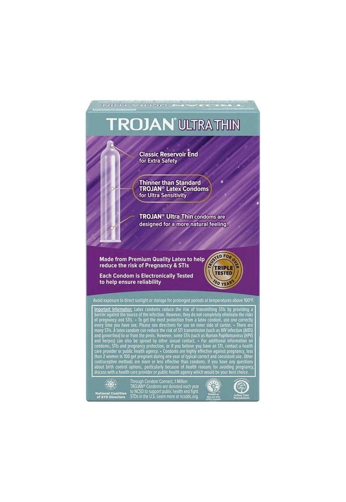 Condones Preservativos Latex Trojan Ultra Thin Delgados 12 u-1