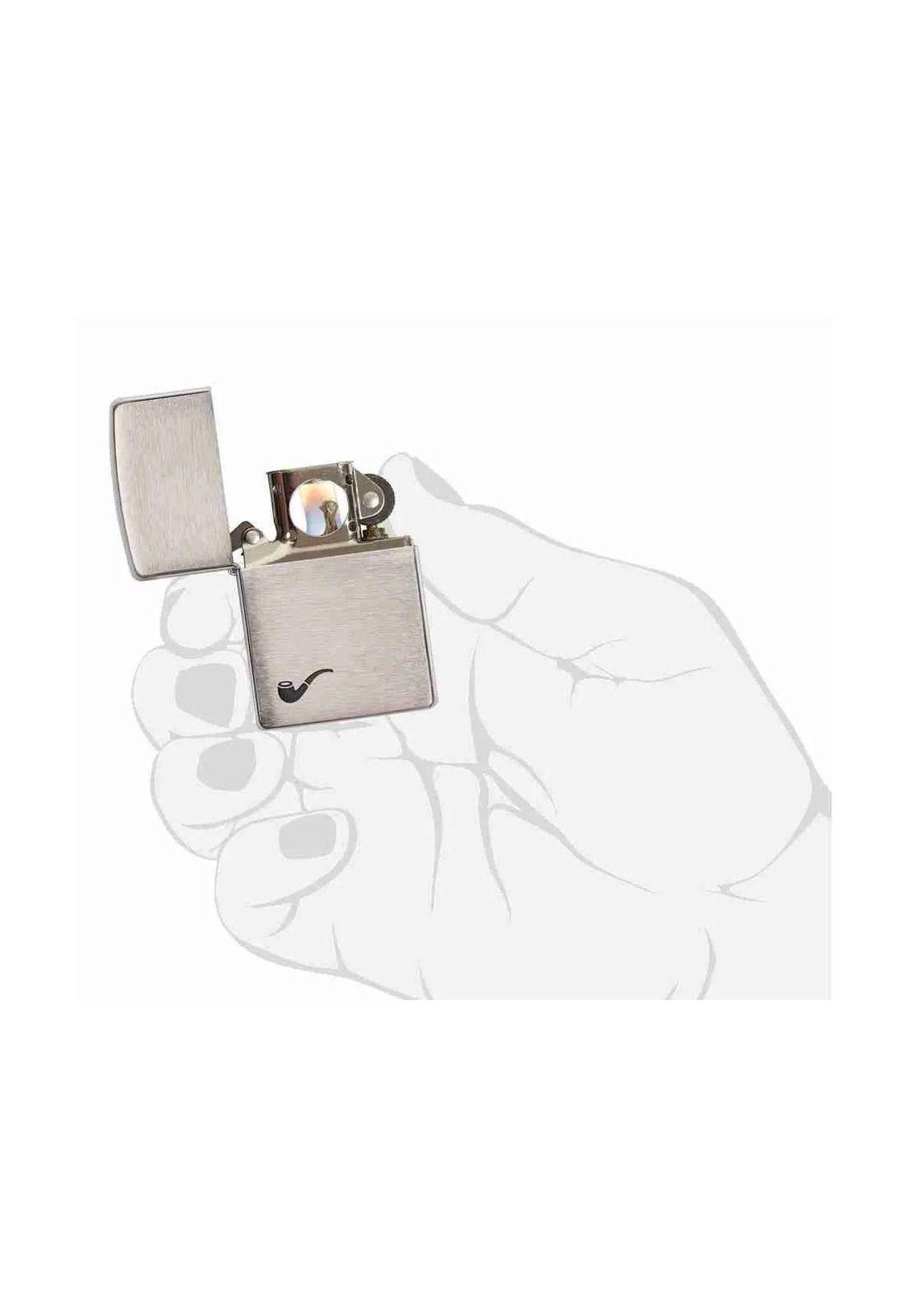 Encendedor Zippo Brushed Pipe Design Plateado ZP200PL (Talle:Tamaño Único)-3