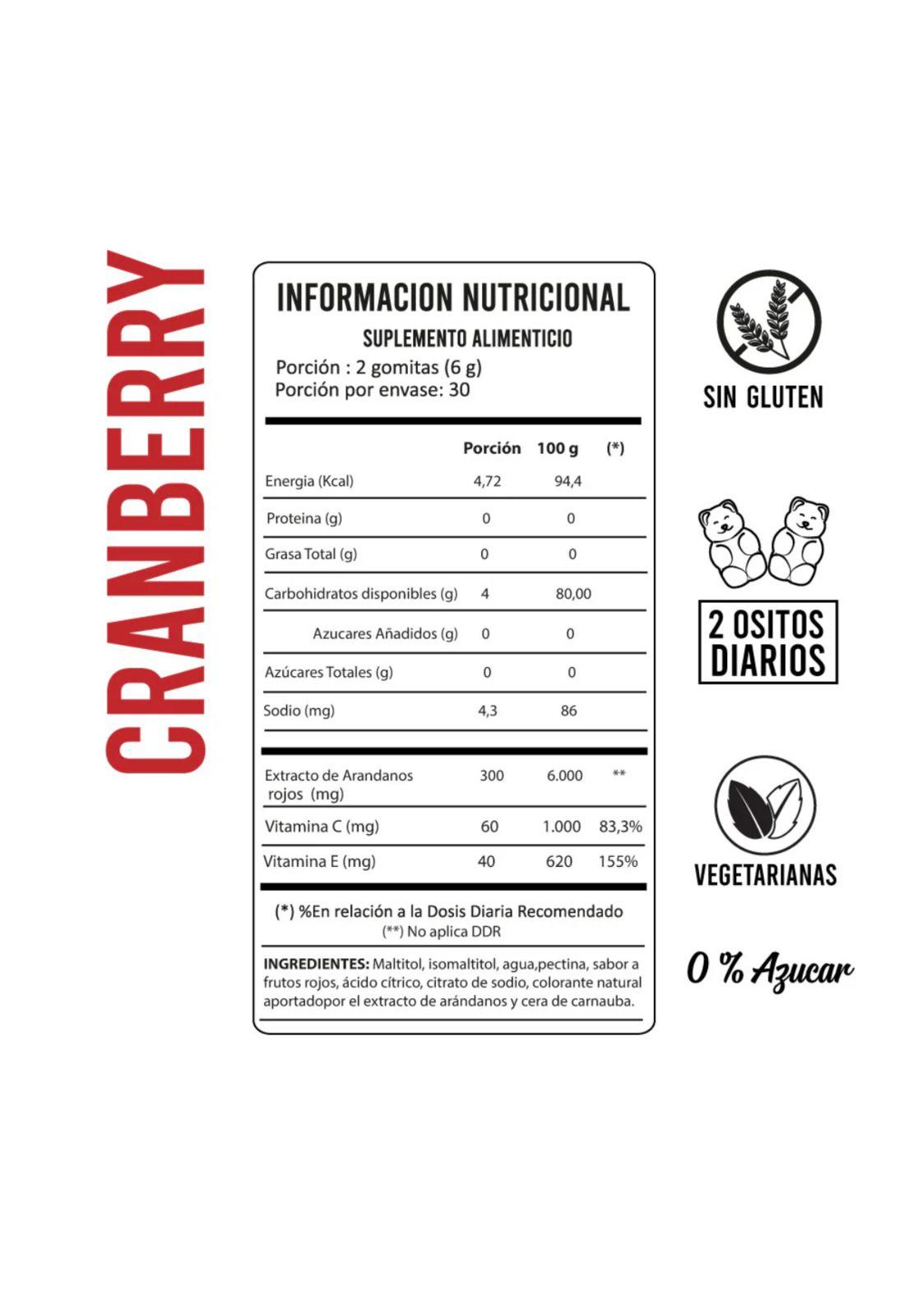 Cranberry Vitamina C + E Suplemento Perfect Bear 60 Gomitas-1