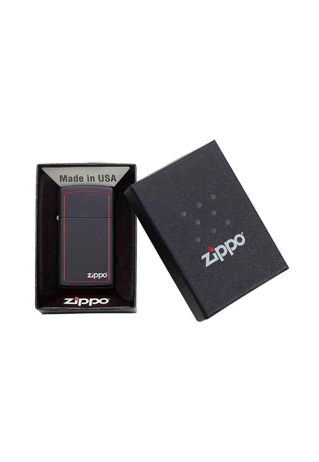 Encendedor Zippo Slim Black And Red Borde Rojo Zp1618zb-3