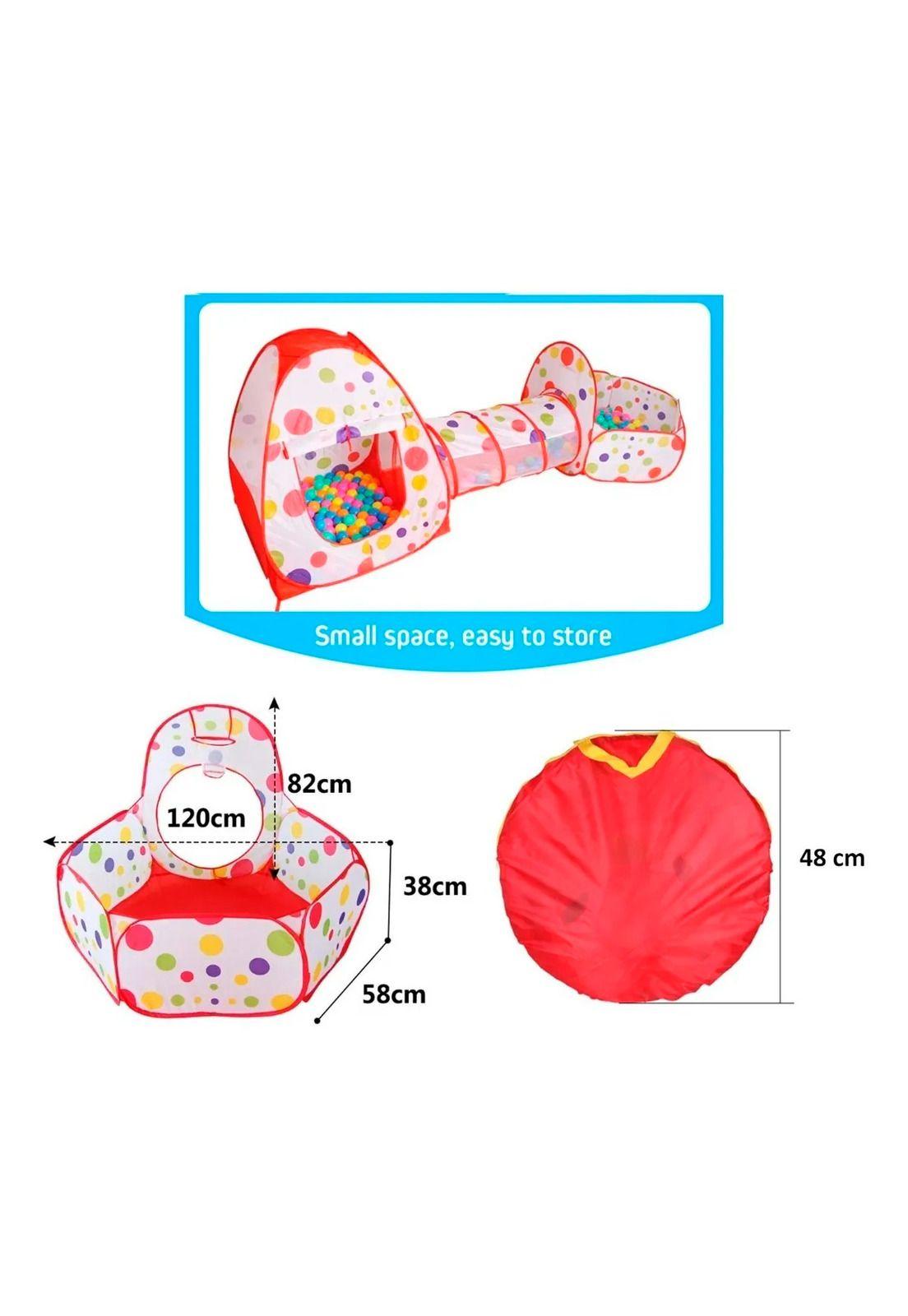 Carpa Tunel Plegable para Niños Rojo-2