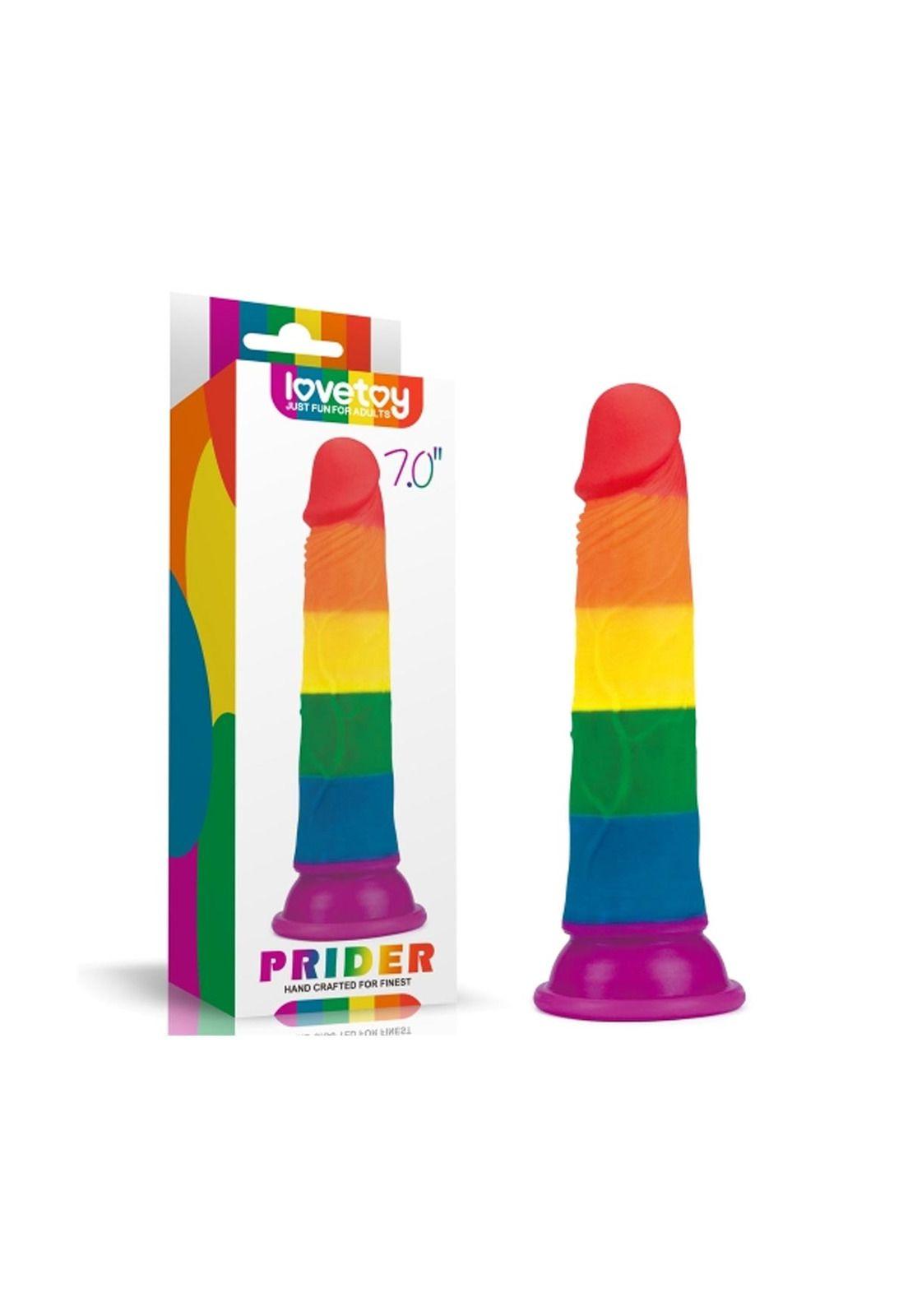 Consolador Ventosa Pegable Realista Pride Lgbt Arcoiris 17Cm-0