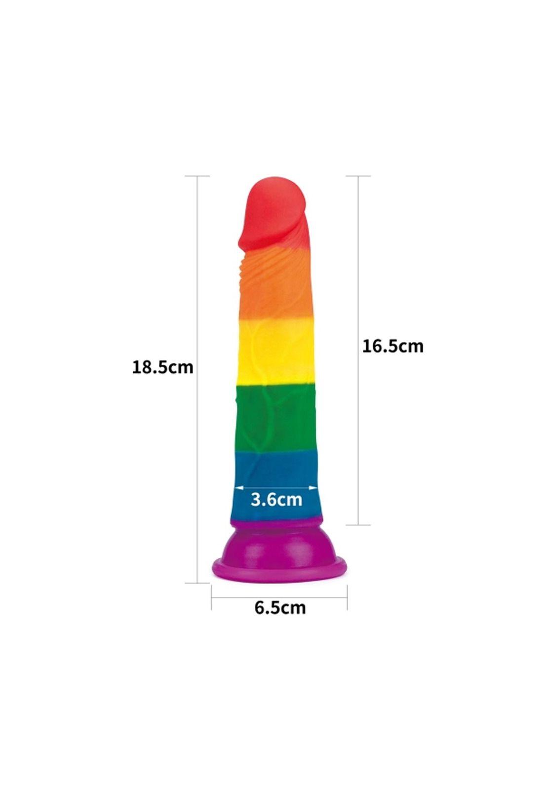 Consolador Ventosa Pegable Realista Pride Lgbt Arcoiris 17Cm-1