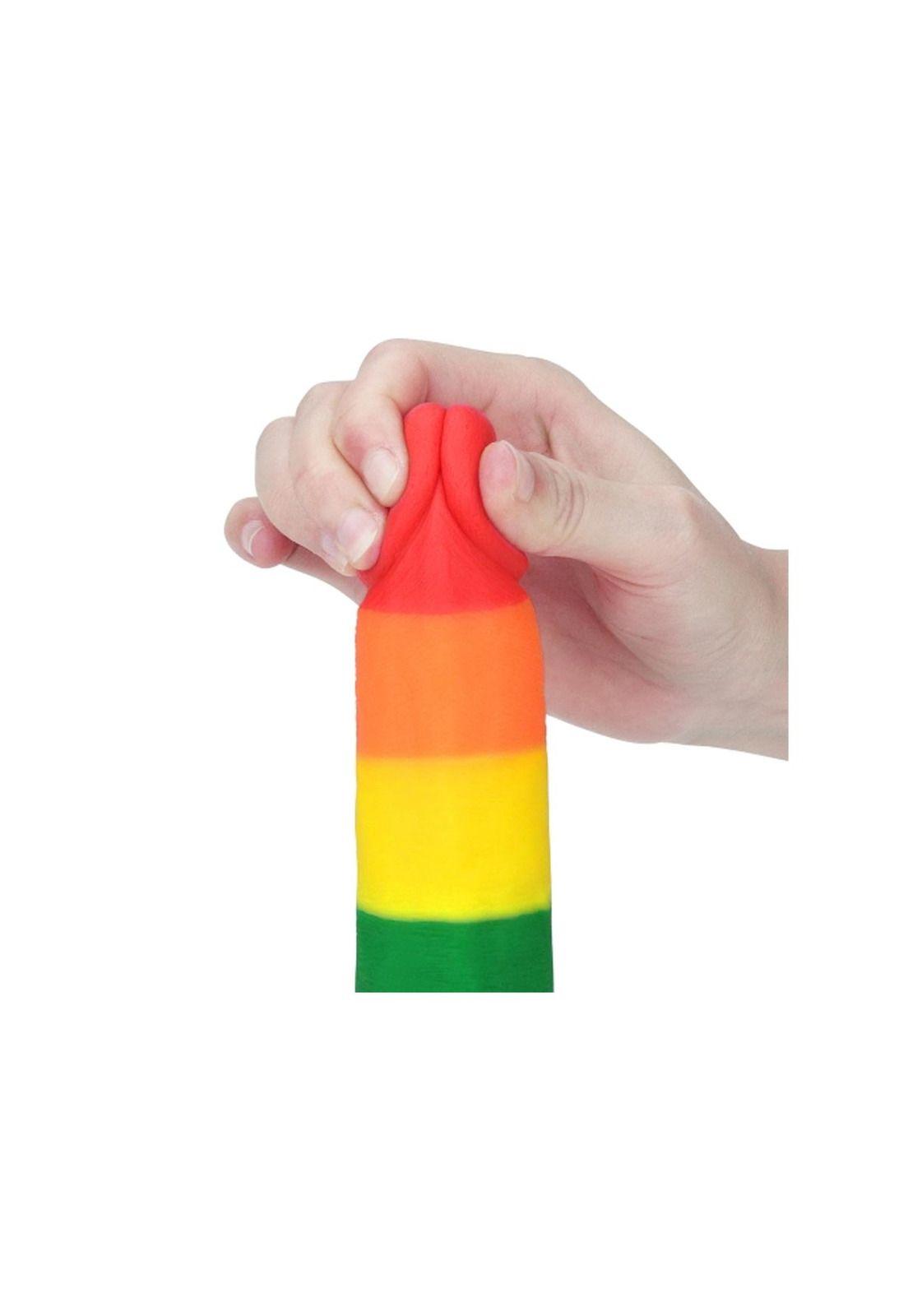 Consolador Ventosa Pegable Realista Pride Lgbt Arcoiris 17Cm-3
