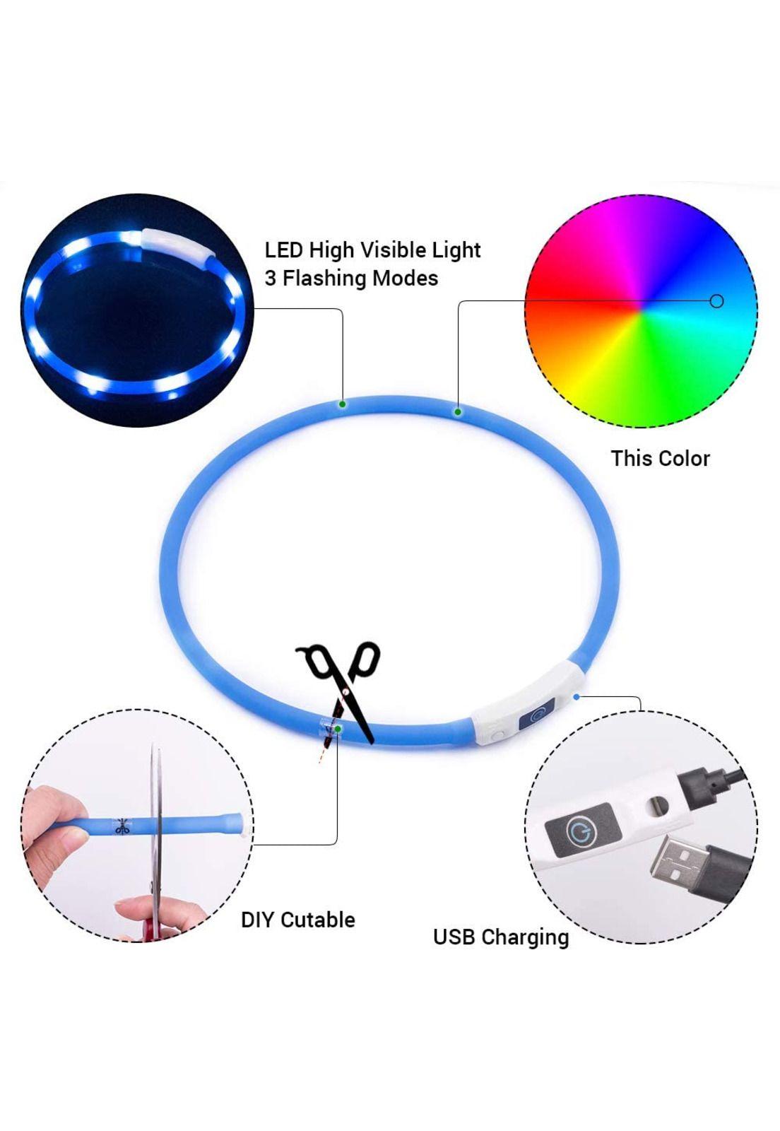 COLLAR CON LUZ DE GOMA AZUL MASCOTA USB TALLA S-2