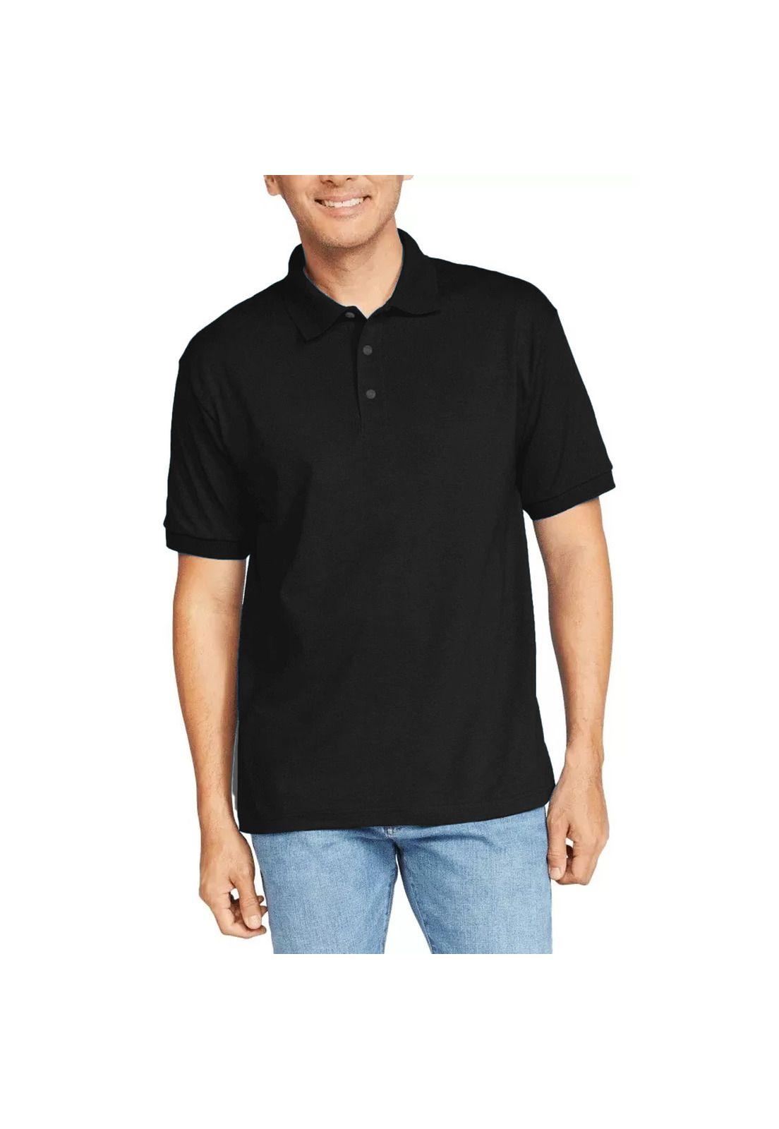 Polera Pique Lisa Manga Corta Color Negro Sangiovanni-3