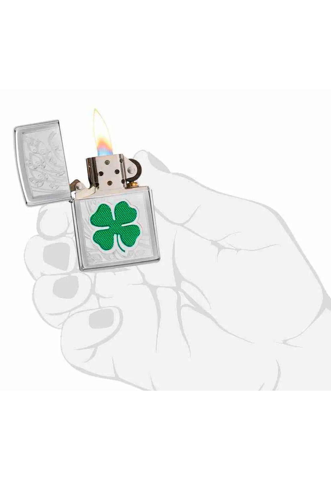 Encendedor Zippo Clover Trebol Design Plateado Zp24699-3