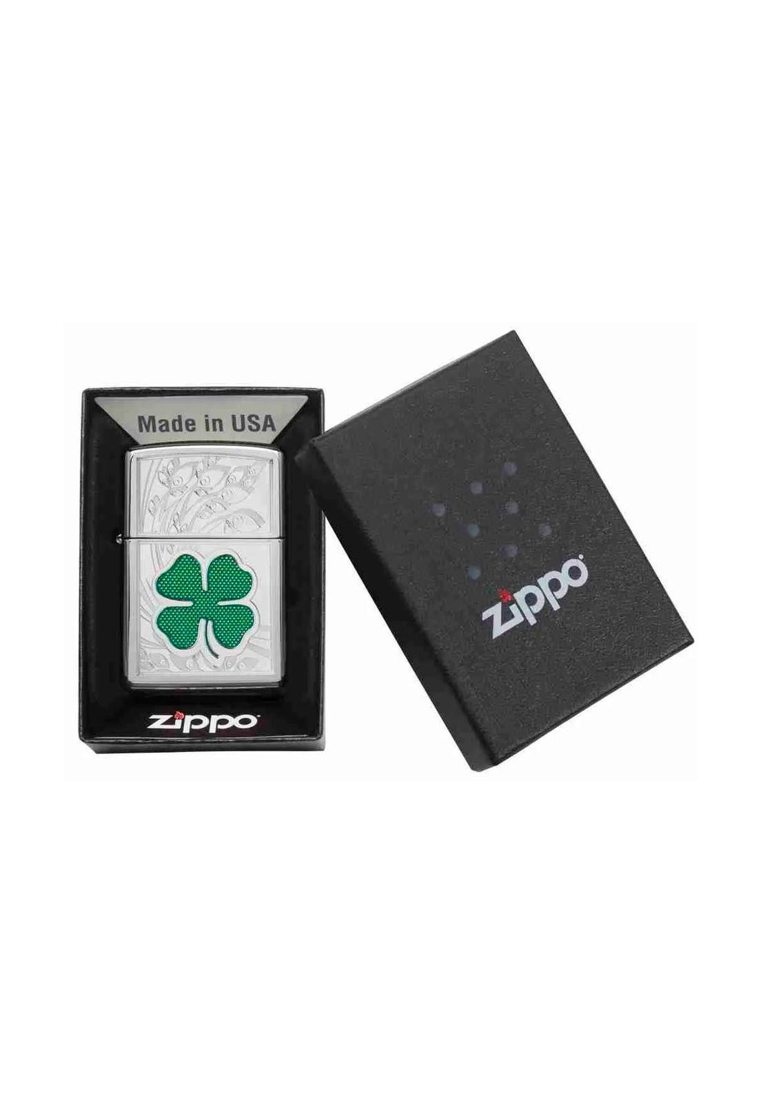 Encendedor Zippo Clover Trebol Design Plateado Zp24699-4