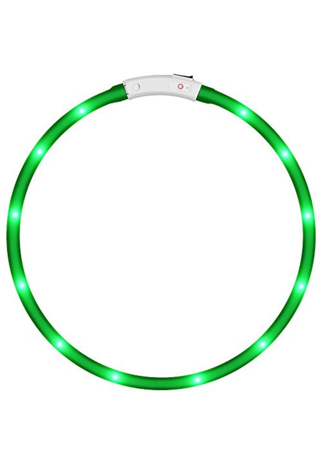 COLLAR CON LUZ DE GOMA VERDE MASCOTA USB TALLA S-0