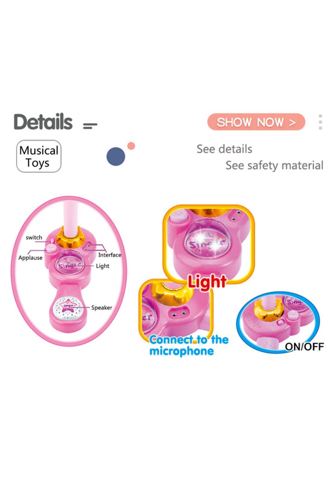 Microfono Pedestal Juguete Mp3 Con Luces Infantil Rosa-2