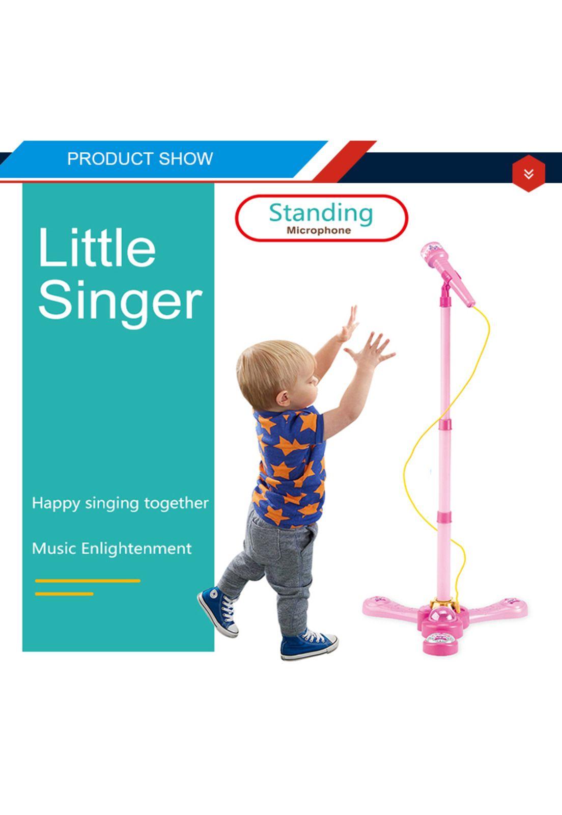Microfono Pedestal Juguete Mp3 Con Luces Infantil Rosa-4
