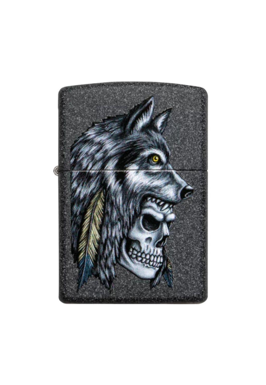 Encendedor Zippo Wolf Skull Feather Gris ZP29863-2