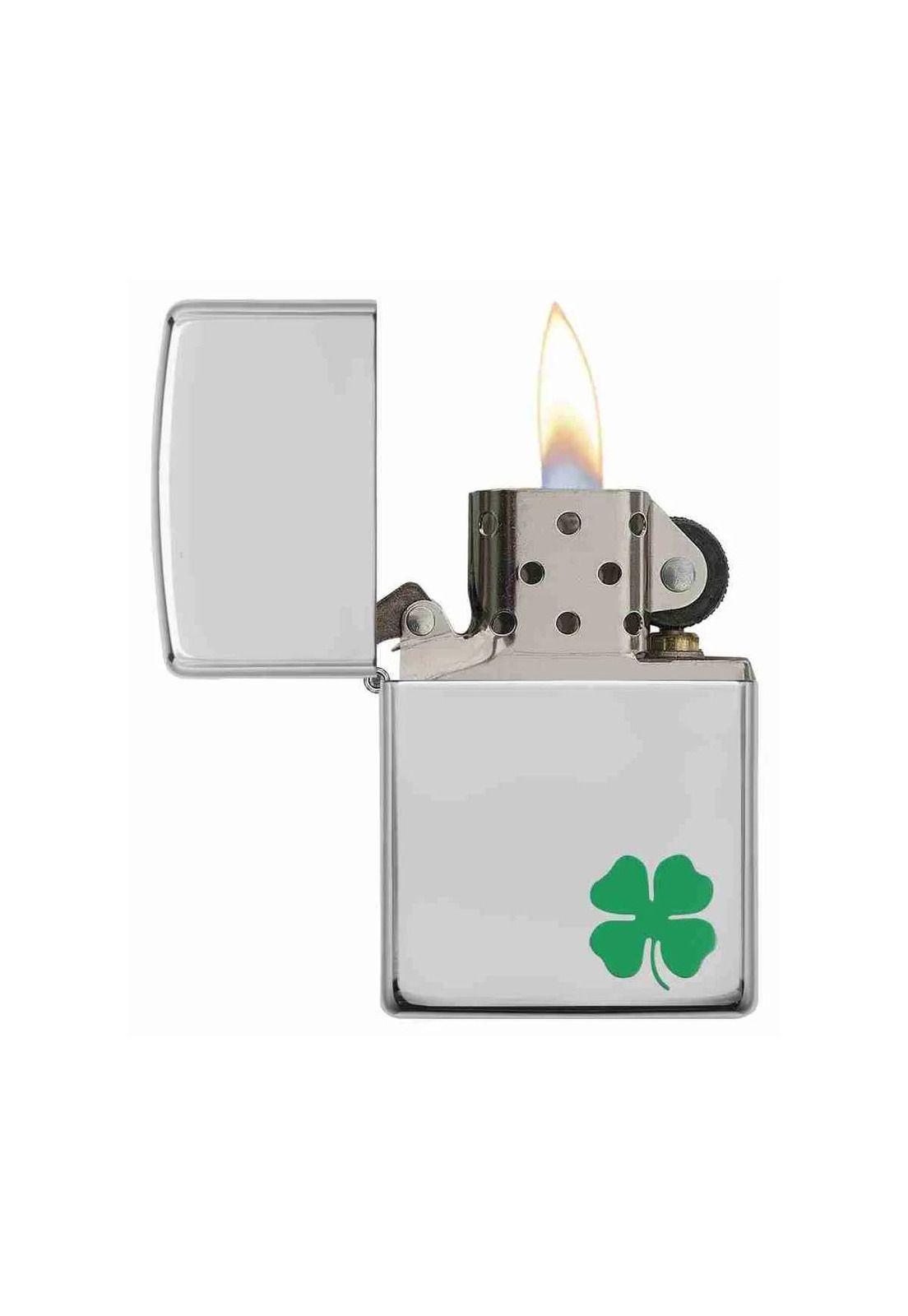Encendedor Zippo Bit O Clock Trebol Design Plateado ZP24007-1