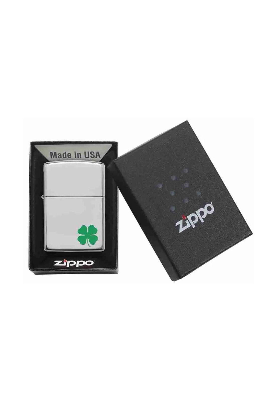Encendedor Zippo Bit O Clock Trebol Design Plateado ZP24007-4