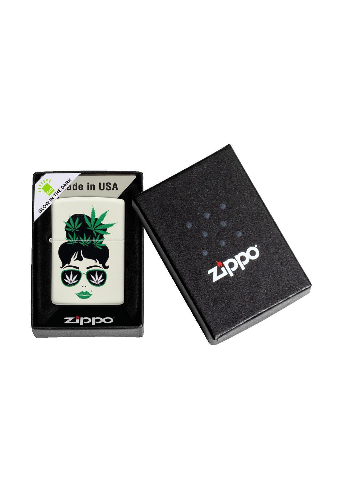 Encendedor Zippo Cannab1s Girl Glow Design Blanco ZP49837-4