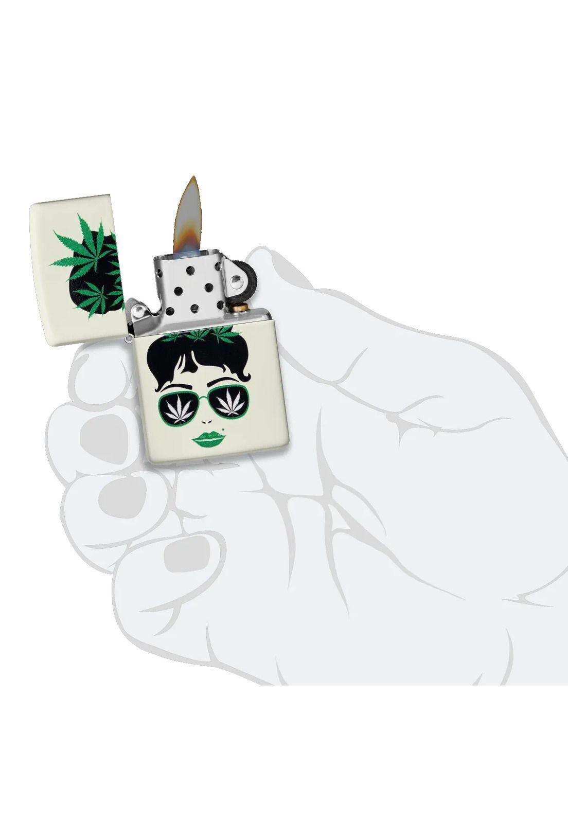 Encendedor Zippo Cannab1s Girl Glow Design Blanco ZP49837-5