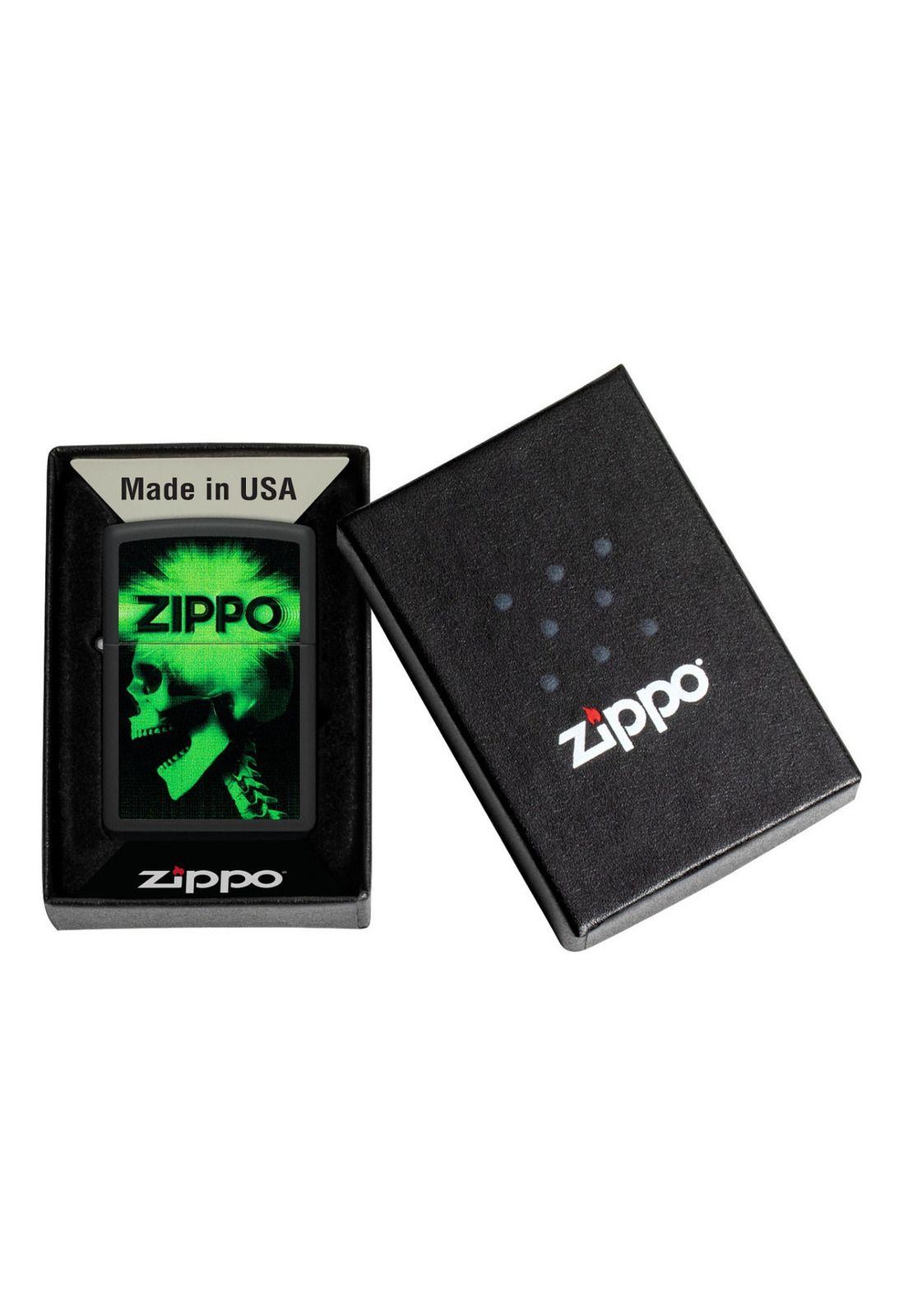 Encendedor Zippo Green Skull Cyber Design Negro ZP48485-5