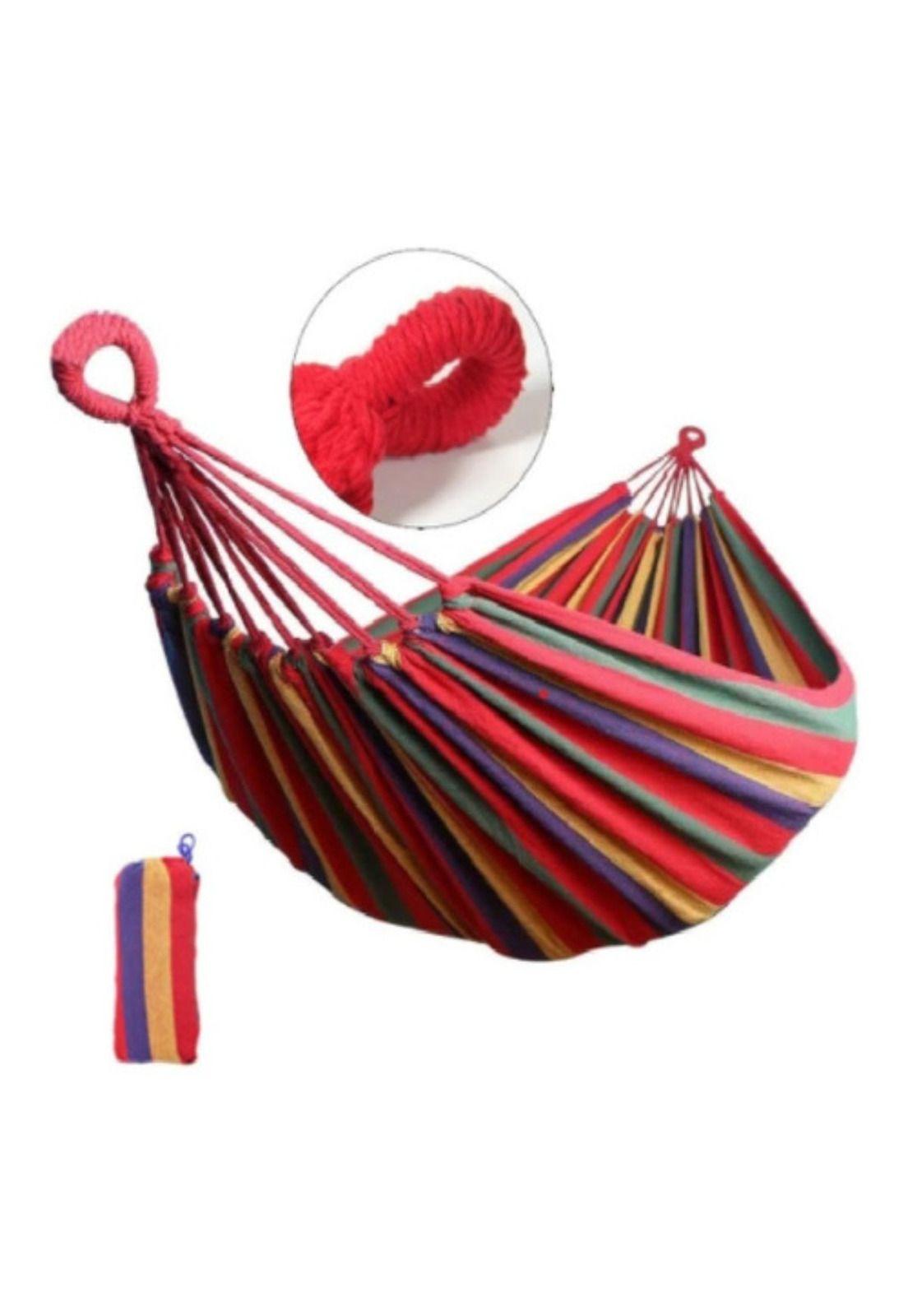Hamaca 1 Plaza Colgante 80x190cm Hasta 100kg Rojo Multicolor-3