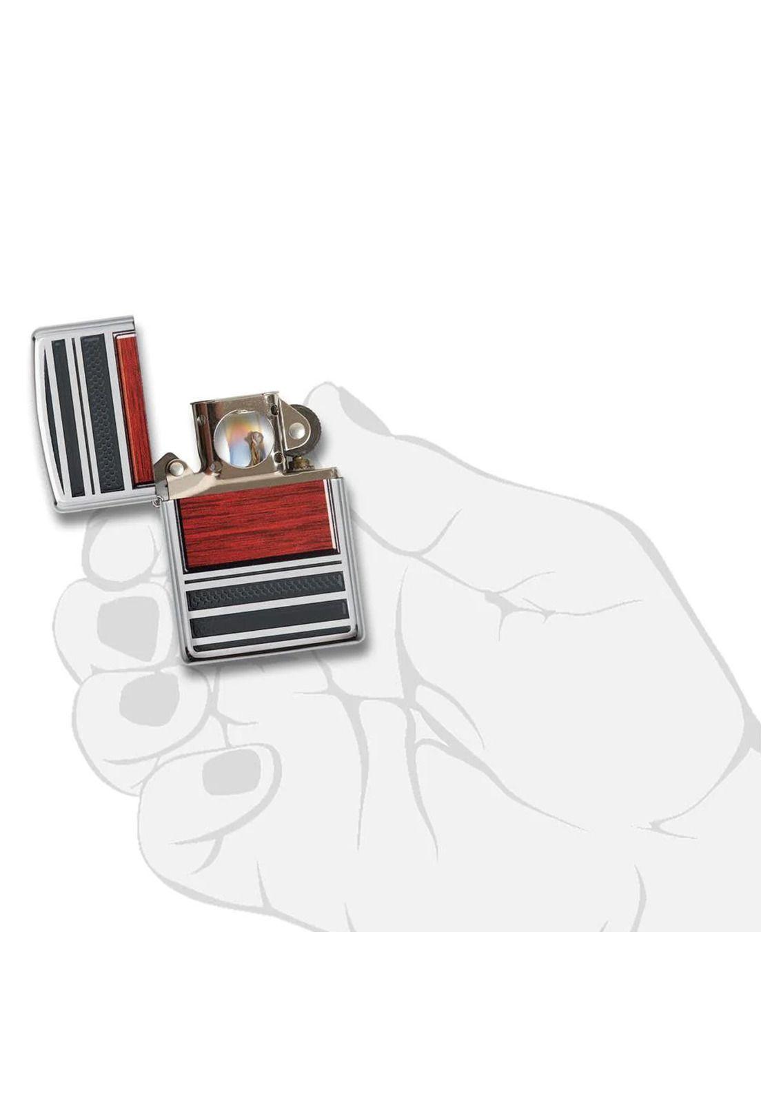 Encendedor Zippo Steel And Wood Desing Plateado ZP28676-4