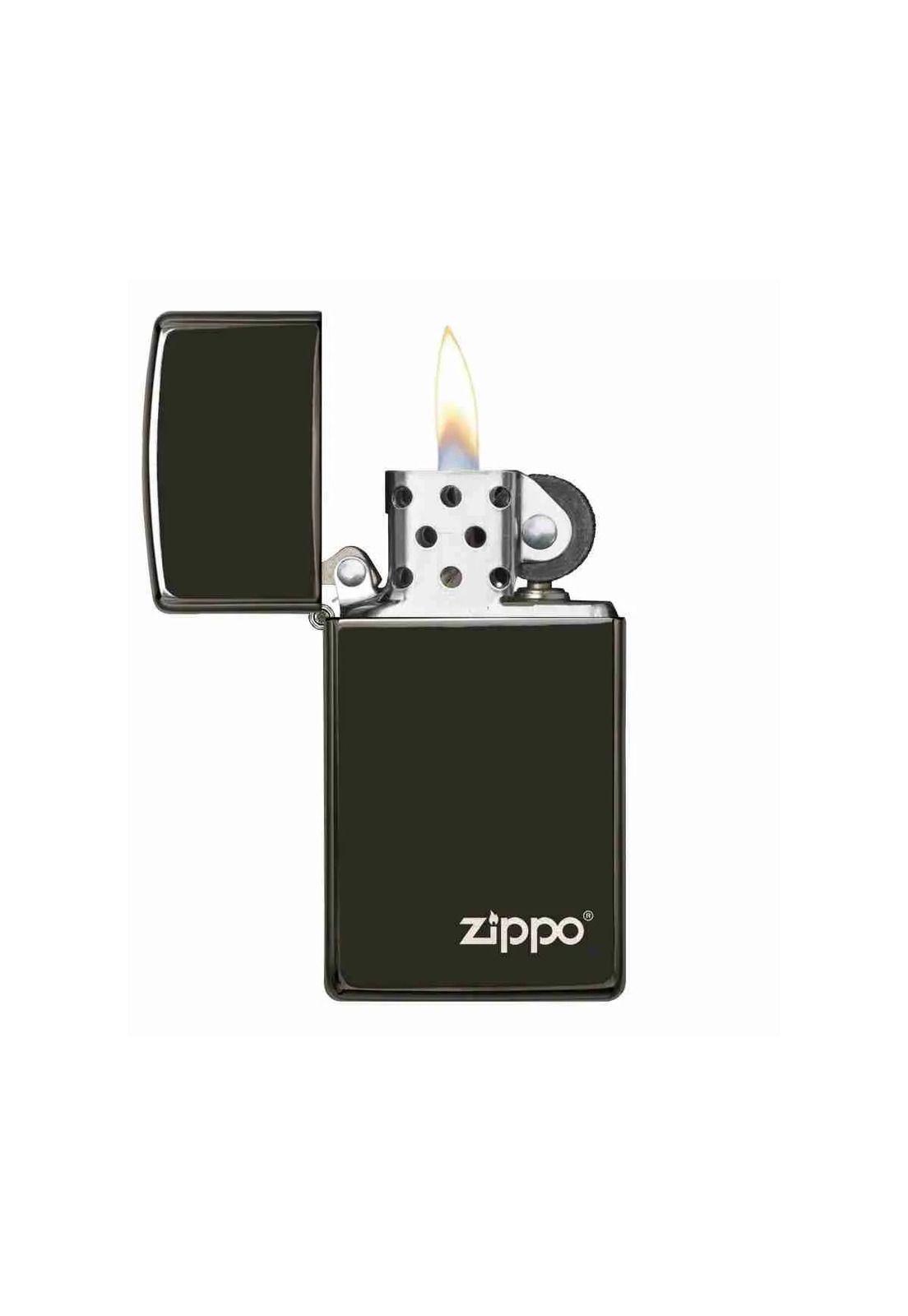Encendedor Zippo Slim Black Ebony Logo Negro ZP28123ZL-1