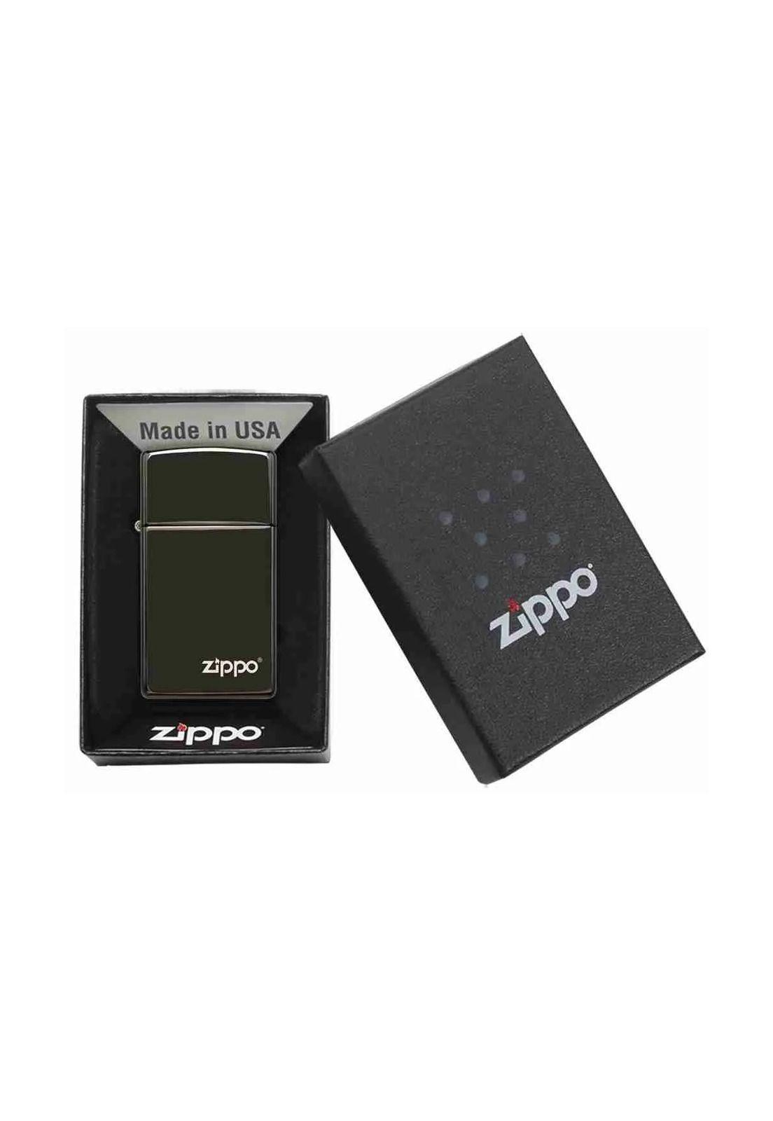 Encendedor Zippo Slim Black Ebony Logo Negro ZP28123ZL-3