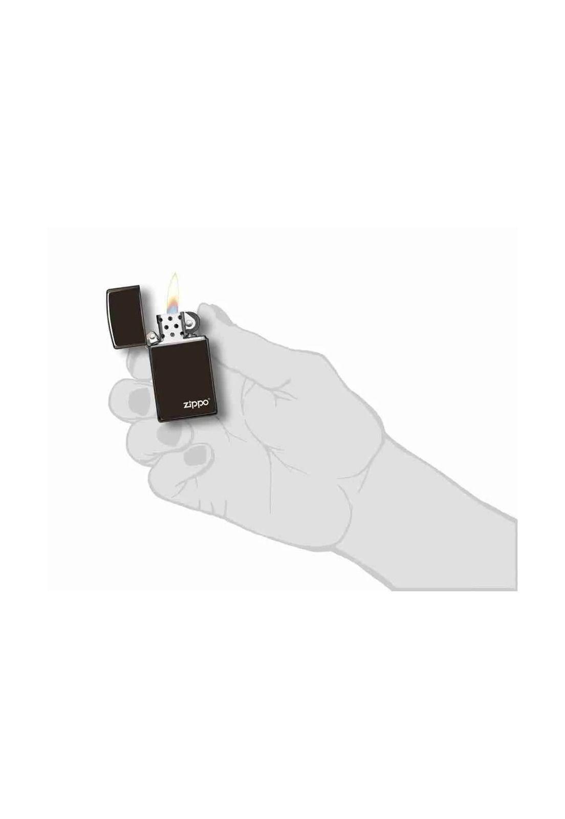 Encendedor Zippo Slim Black Ebony Logo Negro ZP28123ZL-4