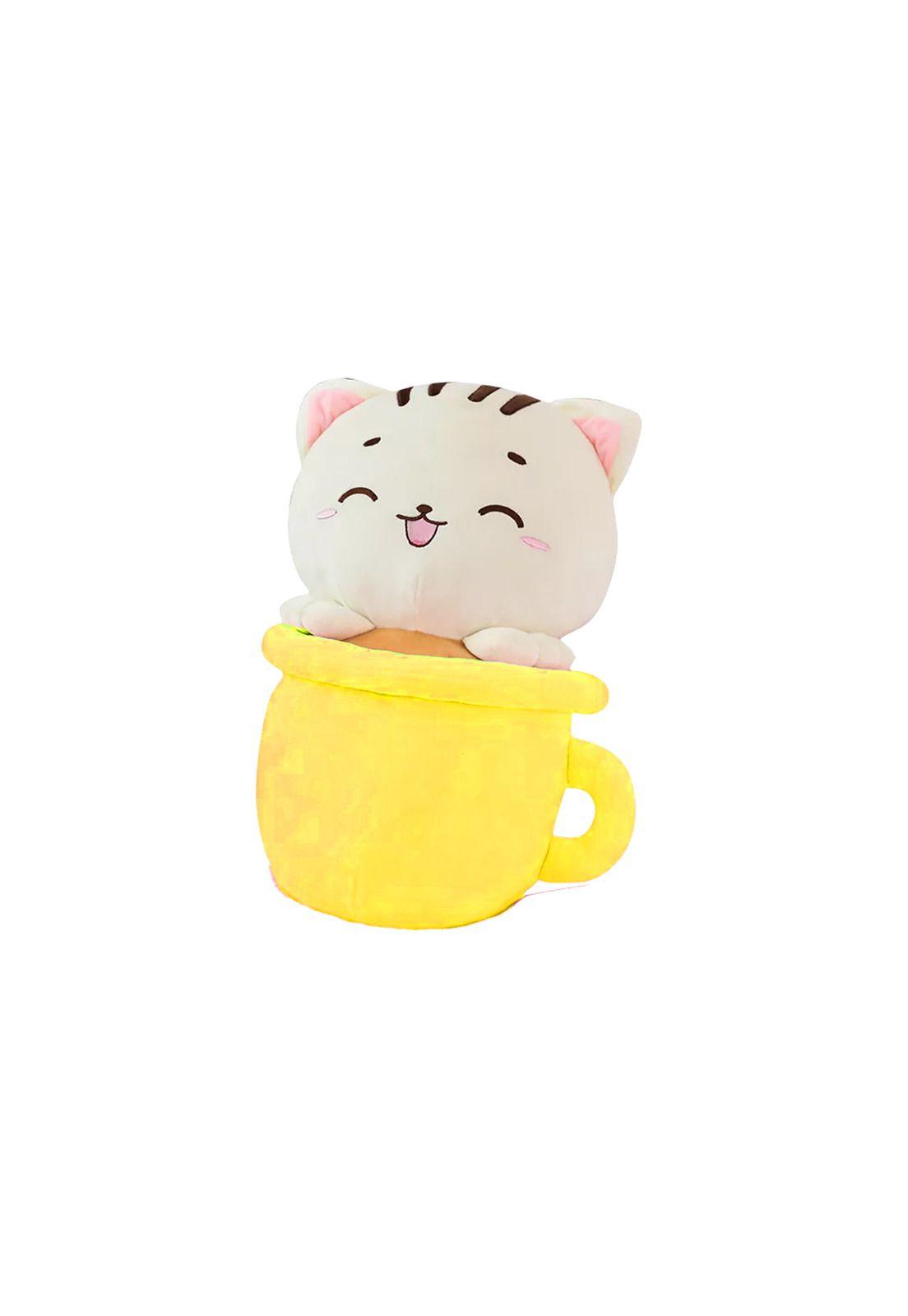 Peluche Gatito Kawaii en Taza Amarillo-0